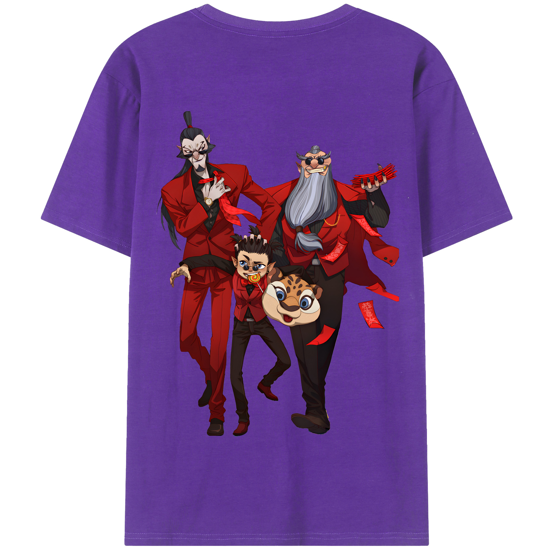 （画像用） Ne Zha 2 ナタ 魔童の大暴れ 綿100％半袖Tシャツ（背面プリント）