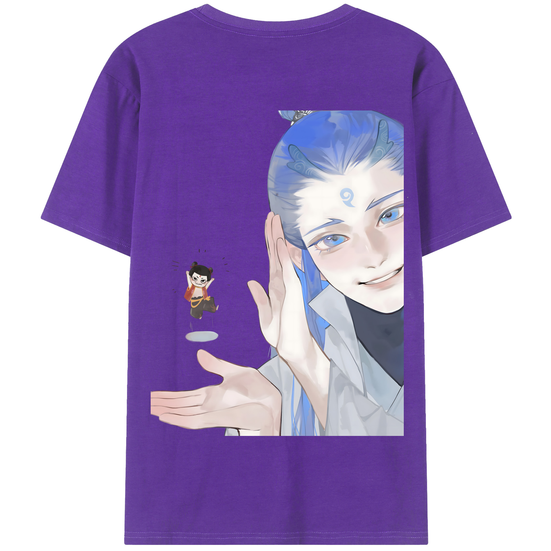 （画像用） Ne Zha 2 ナタ 魔童の大暴れ 綿100％半袖Tシャツ（背面プリント）