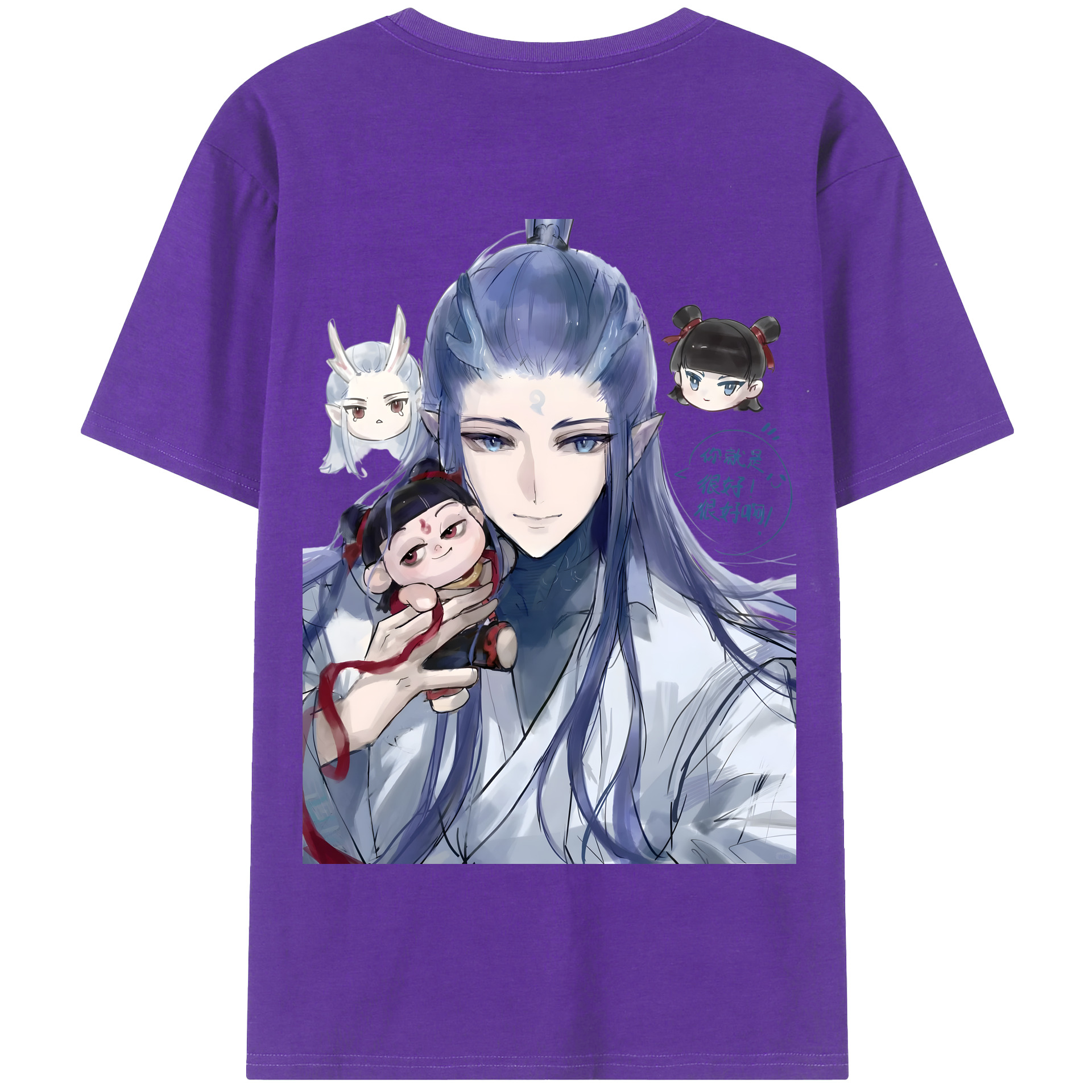 （画像用） Ne Zha 2 ナタ 魔童の大暴れ 綿100％半袖Tシャツ（背面プリント）