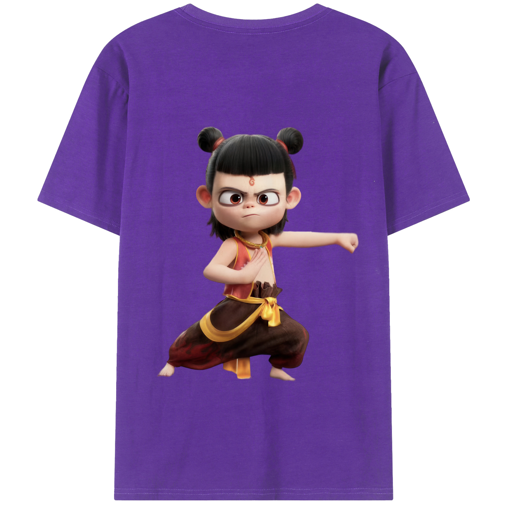 （画像用） Ne Zha 2 ナタ 魔童の大暴れ 綿100％半袖Tシャツ（背面プリント）