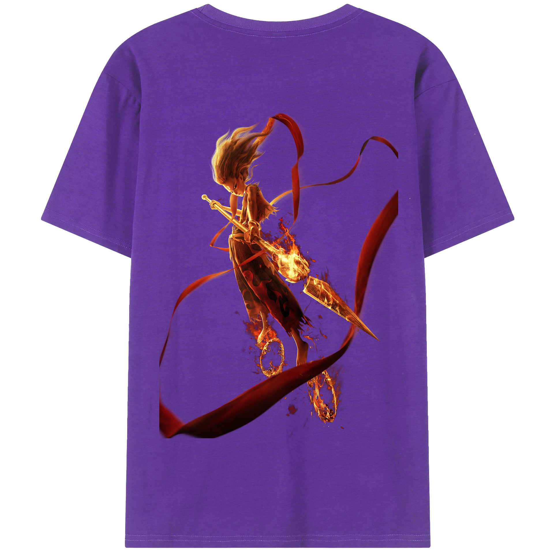 （画像用） Ne Zha 2 ナタ 魔童の大暴れ 綿100％半袖Tシャツ（背面プリント）