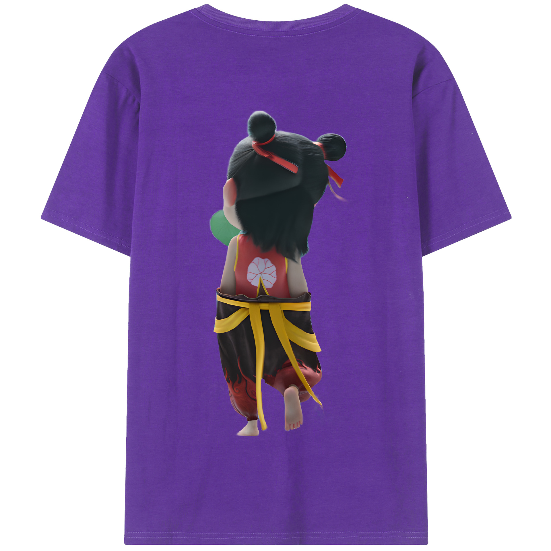 （画像用） Ne Zha 2 ナタ 魔童の大暴れ 綿100％半袖Tシャツ（背面プリント）