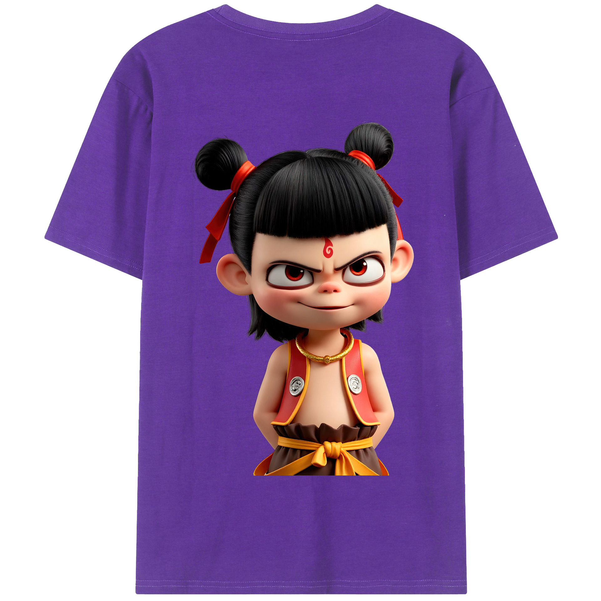 （画像用） Ne Zha 2 ナタ 魔童の大暴れ 綿100％半袖Tシャツ（背面プリント）