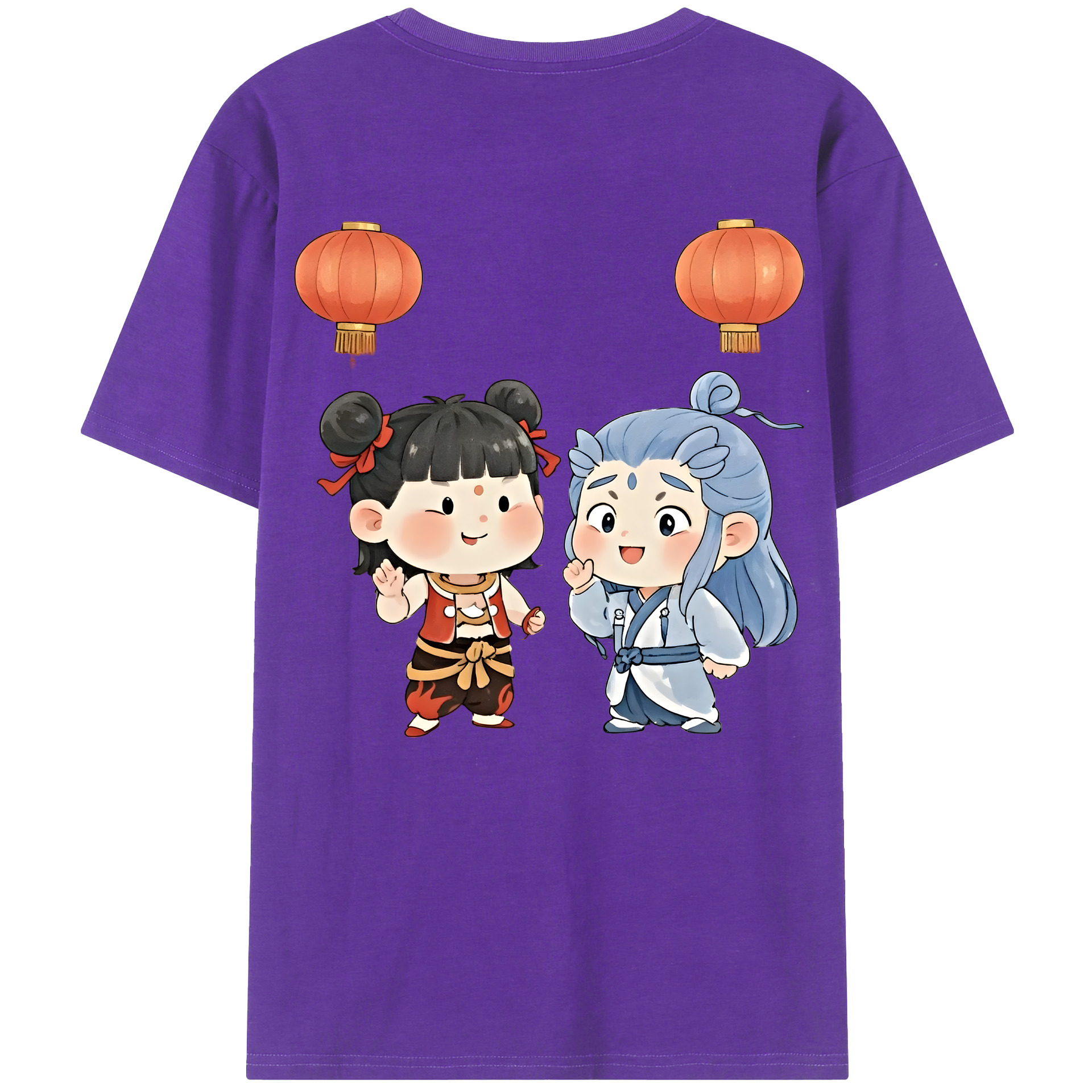 （画像用） Ne Zha 2 ナタ 魔童の大暴れ 綿100％半袖Tシャツ（背面プリント）