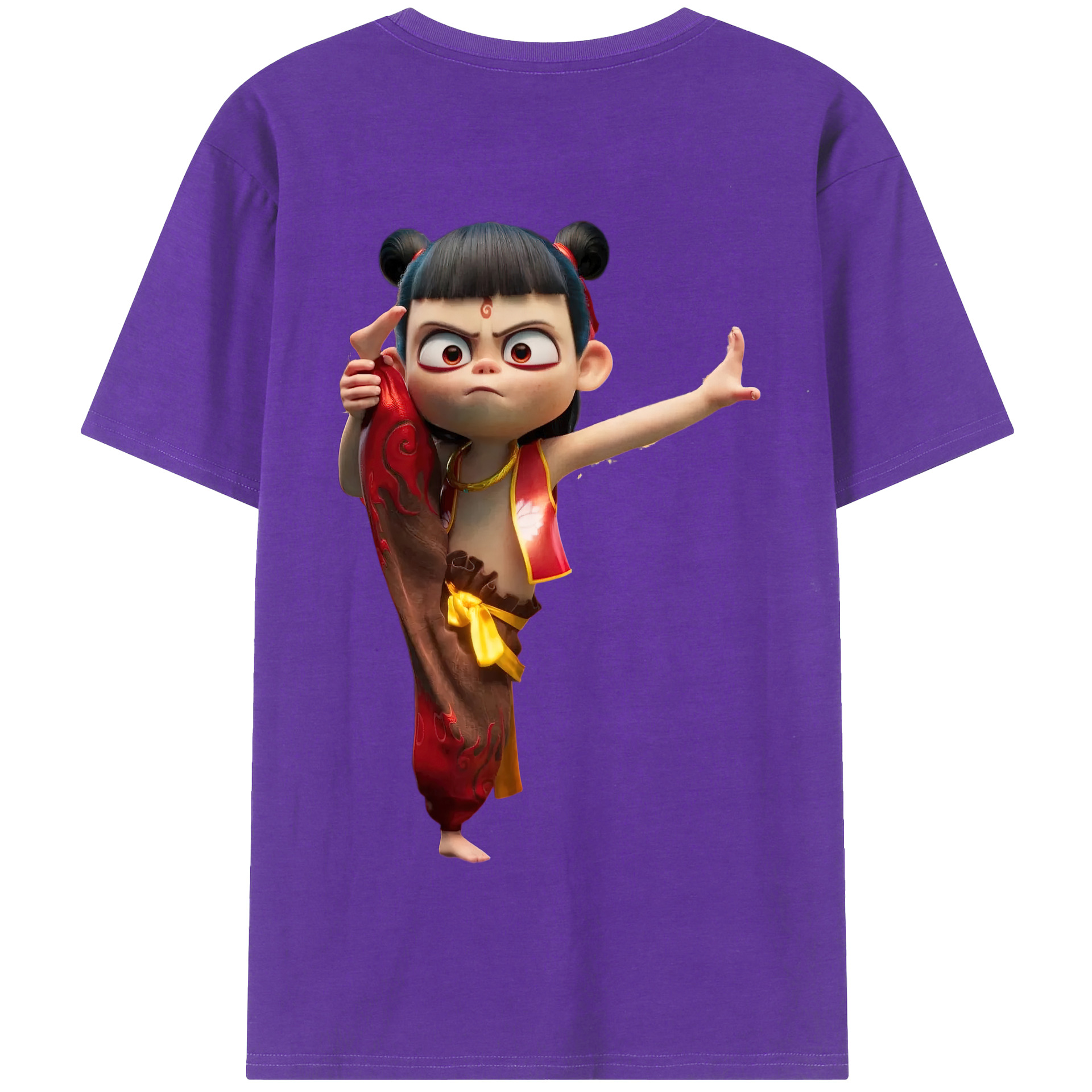 （画像用） Ne Zha 2 ナタ 魔童の大暴れ 綿100％半袖Tシャツ（背面プリント）