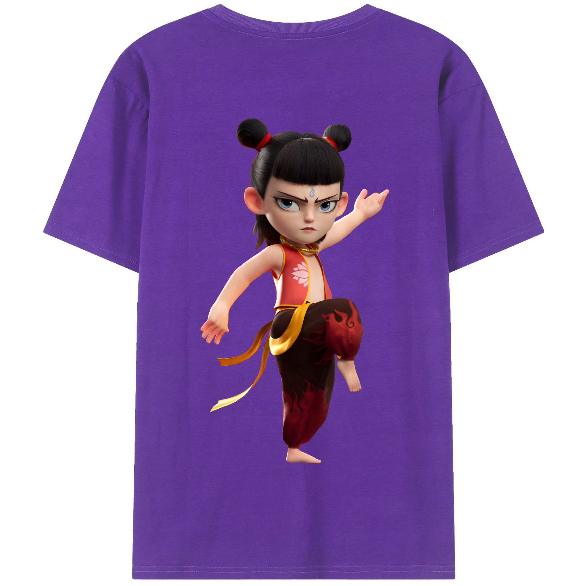 （画像用） Ne Zha 2 ナタ 魔童の大暴れ 綿100％半袖Tシャツ（背面プリント）