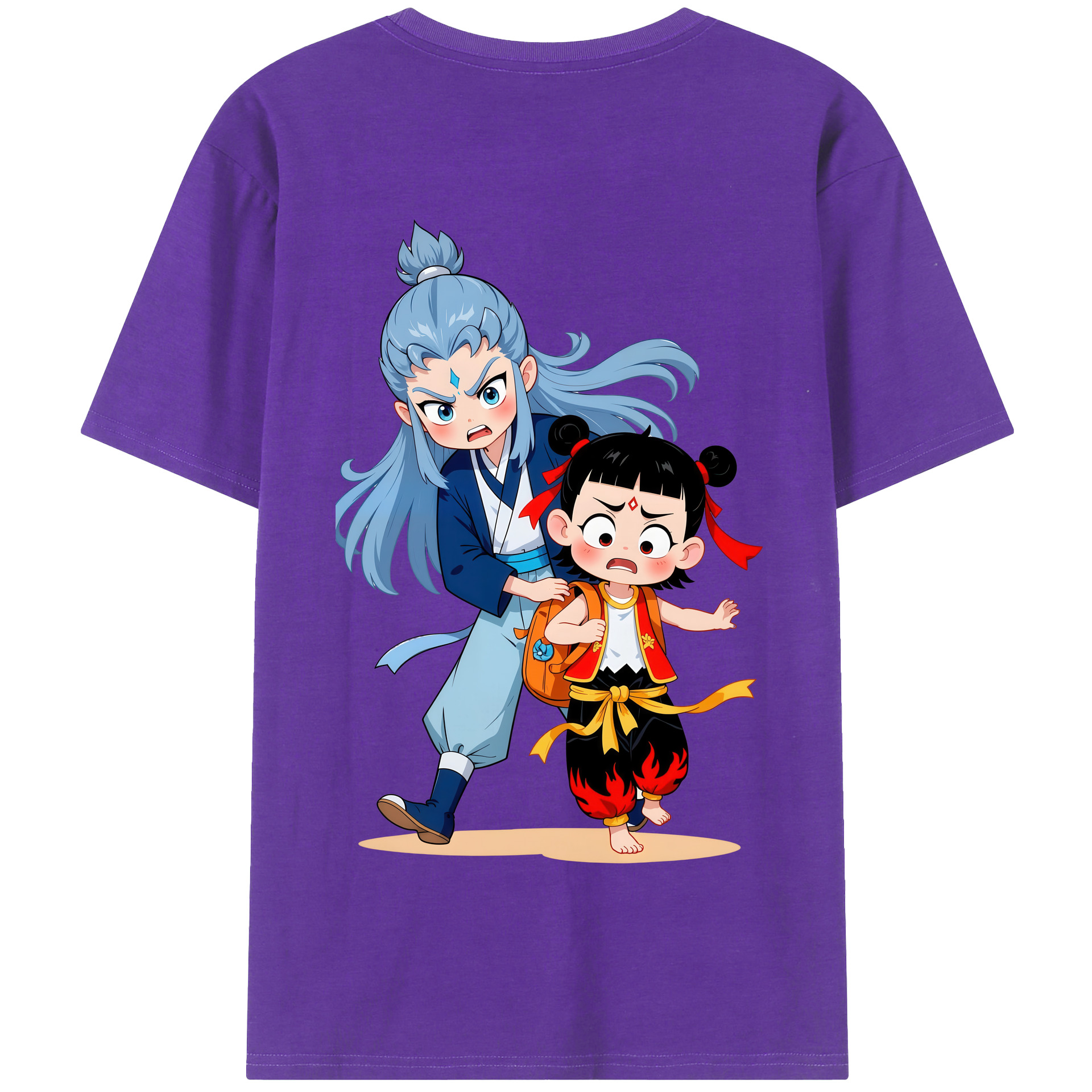 （画像用） Ne Zha 2 ナタ 魔童の大暴れ 綿100％半袖Tシャツ（背面プリント）