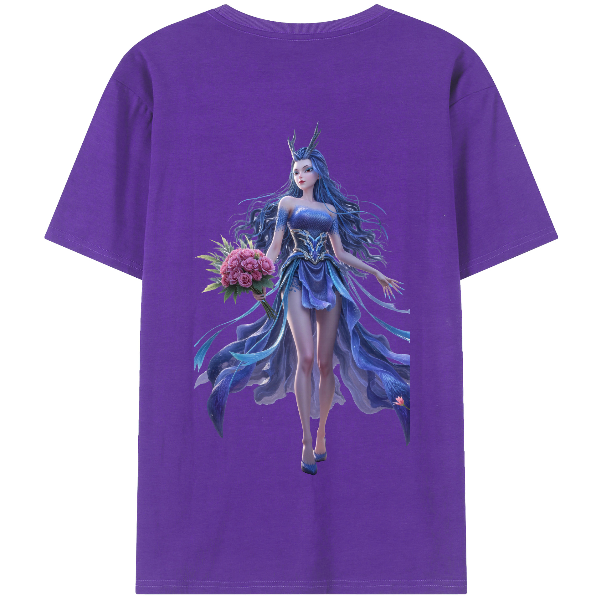 （画像用） Ne Zha 2 ナタ 魔童の大暴れ 綿100％半袖Tシャツ（背面プリント）