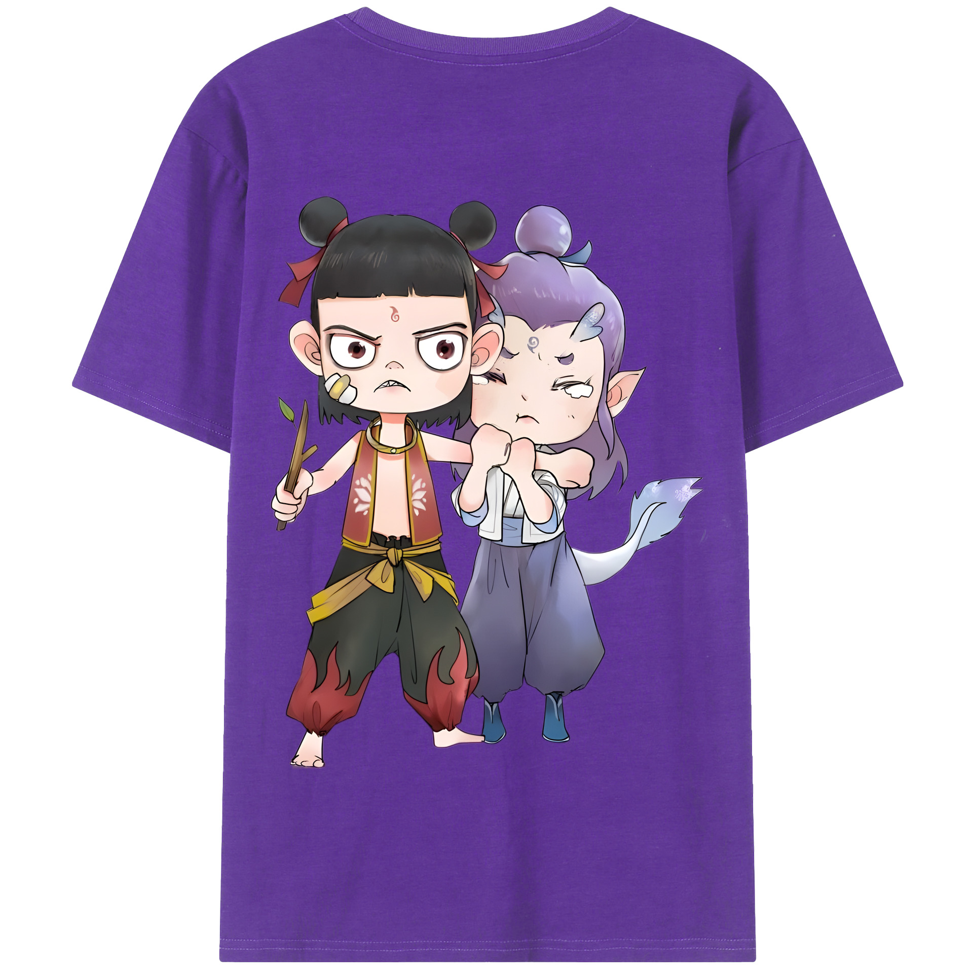 （画像用） Ne Zha 2 ナタ 魔童の大暴れ 綿100％半袖Tシャツ（背面プリント）
