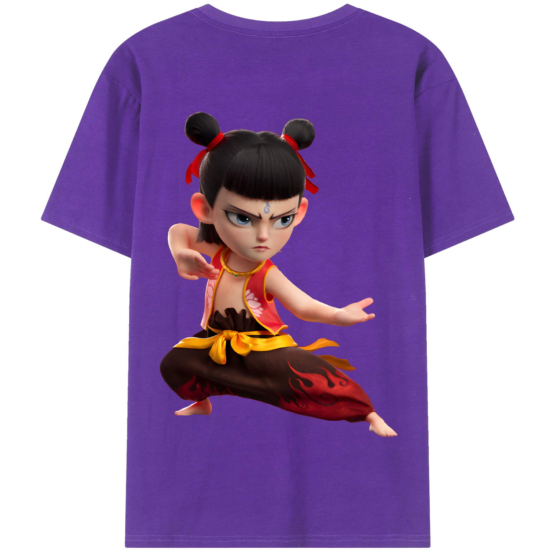 （画像用） Ne Zha 2 ナタ 魔童の大暴れ 綿100％半袖Tシャツ（背面プリント）