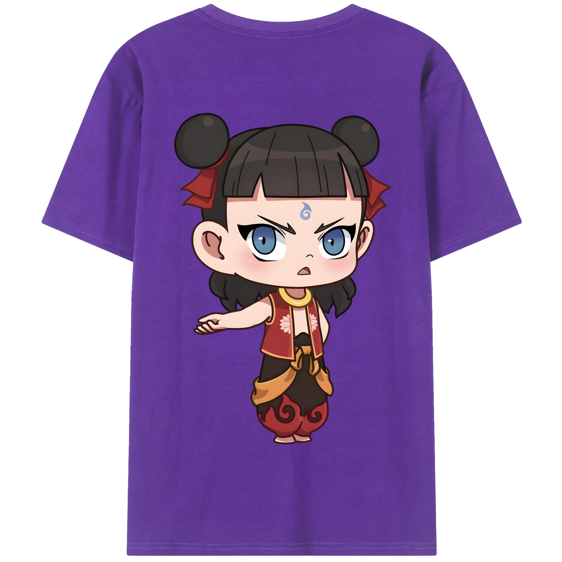 （画像用） Ne Zha 2 ナタ 魔童の大暴れ 綿100％半袖Tシャツ（背面プリント）