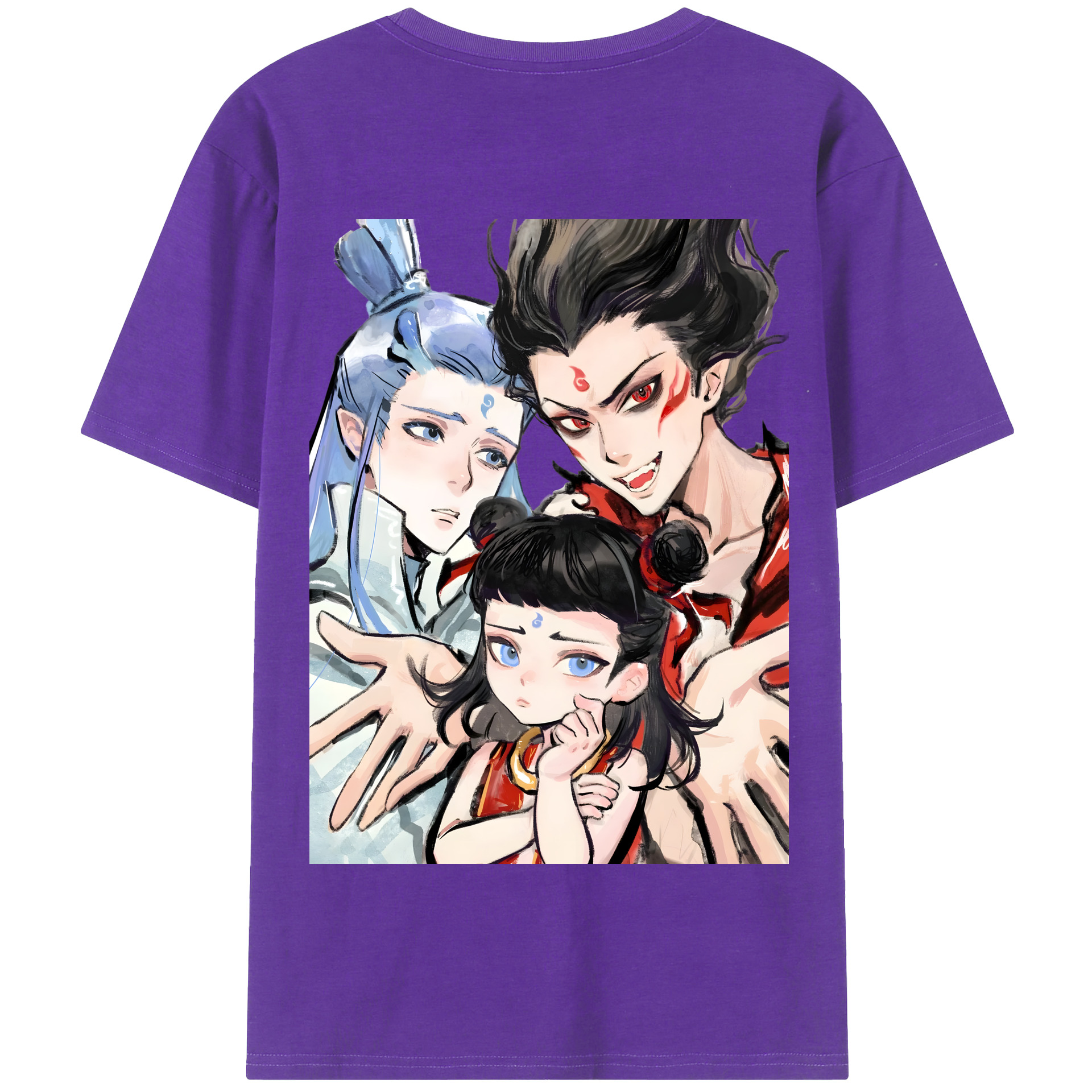 （画像用） Ne Zha 2 ナタ 魔童の大暴れ 綿100％半袖Tシャツ（背面プリント）