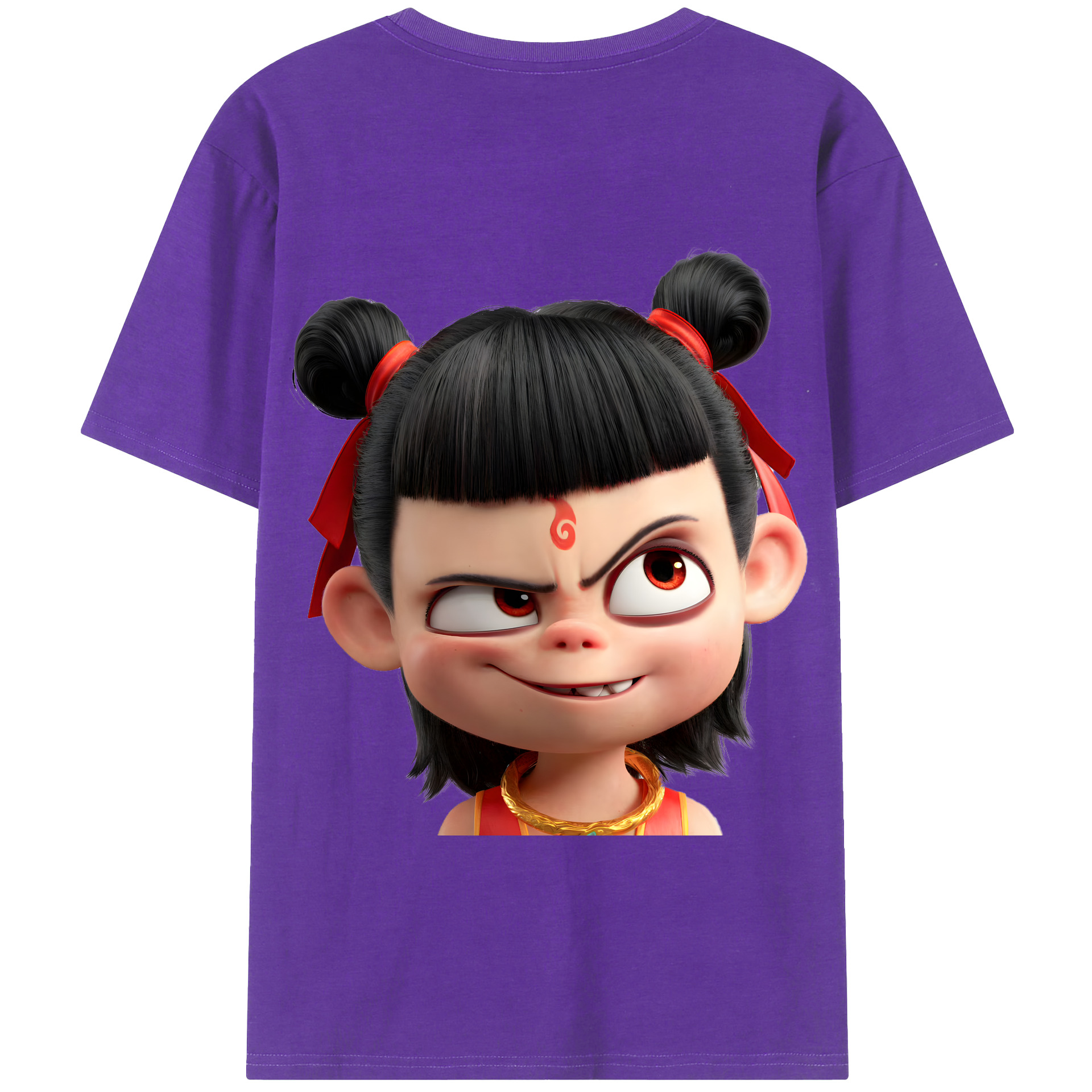 （画像用） Ne Zha 2 ナタ 魔童の大暴れ 綿100％半袖Tシャツ（背面プリント）