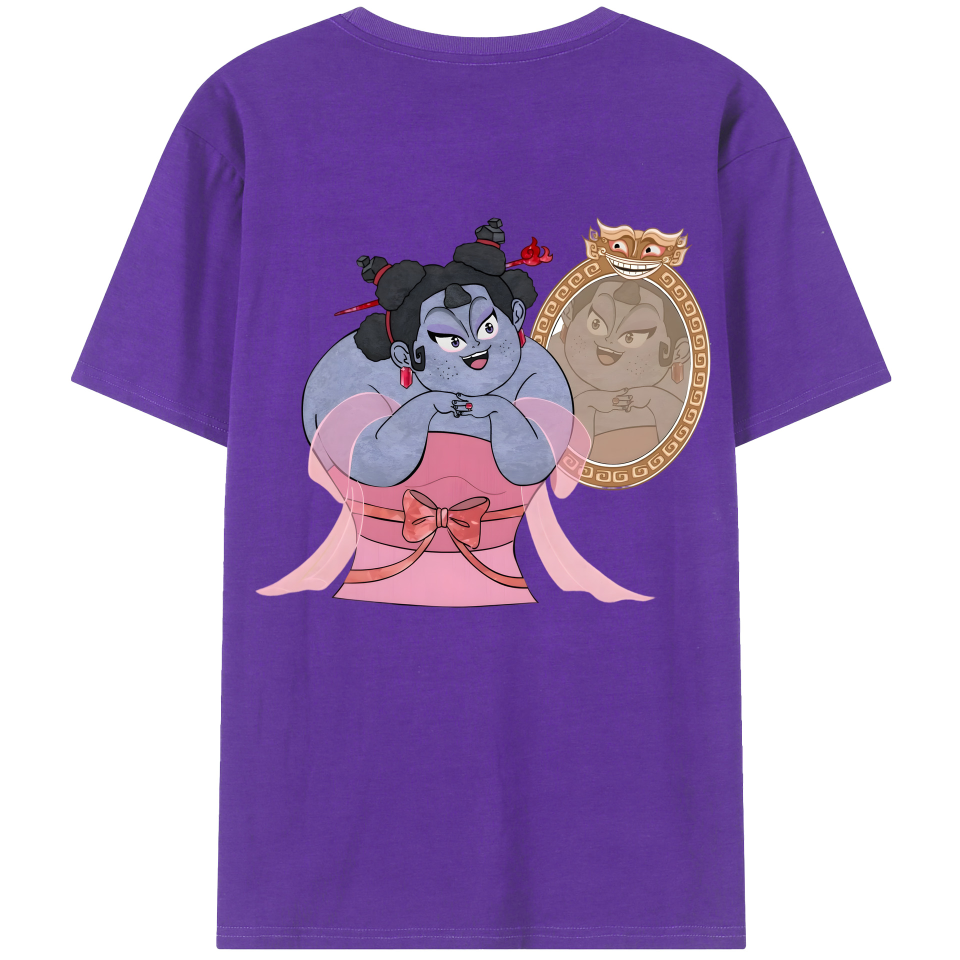 （画像用） Ne Zha 2 ナタ 魔童の大暴れ 綿100％半袖Tシャツ（背面プリント）
