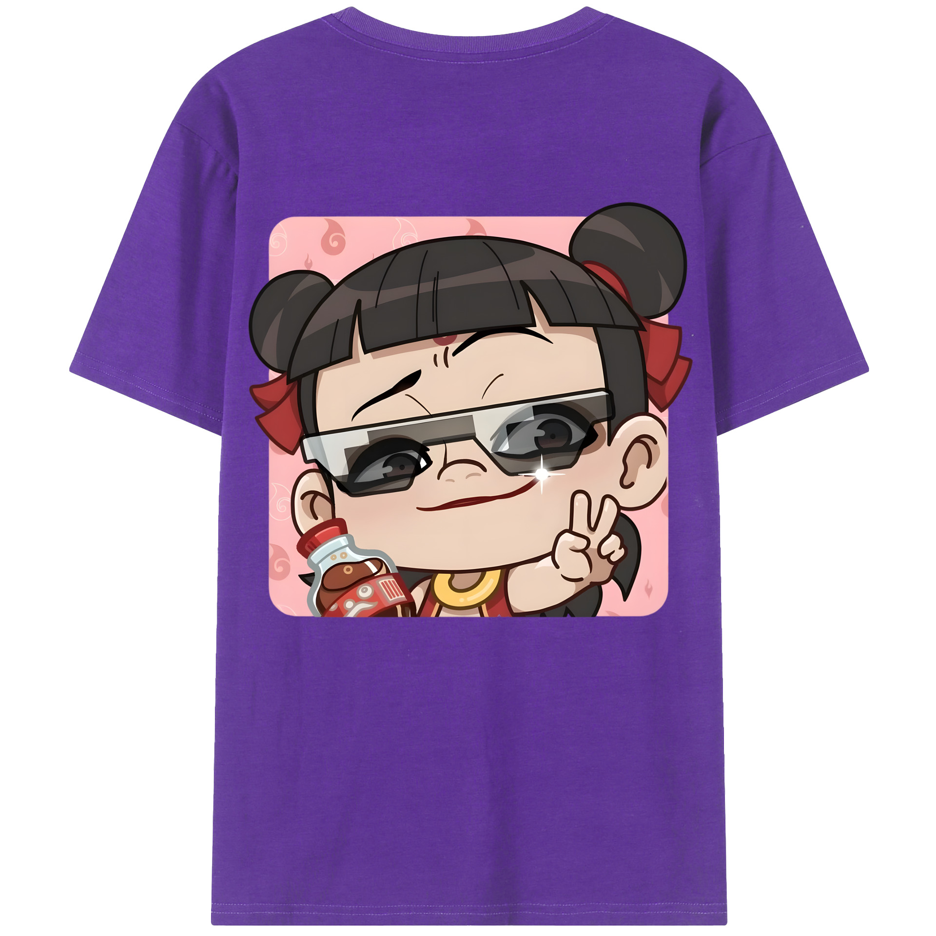 （画像用） Ne Zha 2 ナタ 魔童の大暴れ 綿100％半袖Tシャツ（背面プリント）