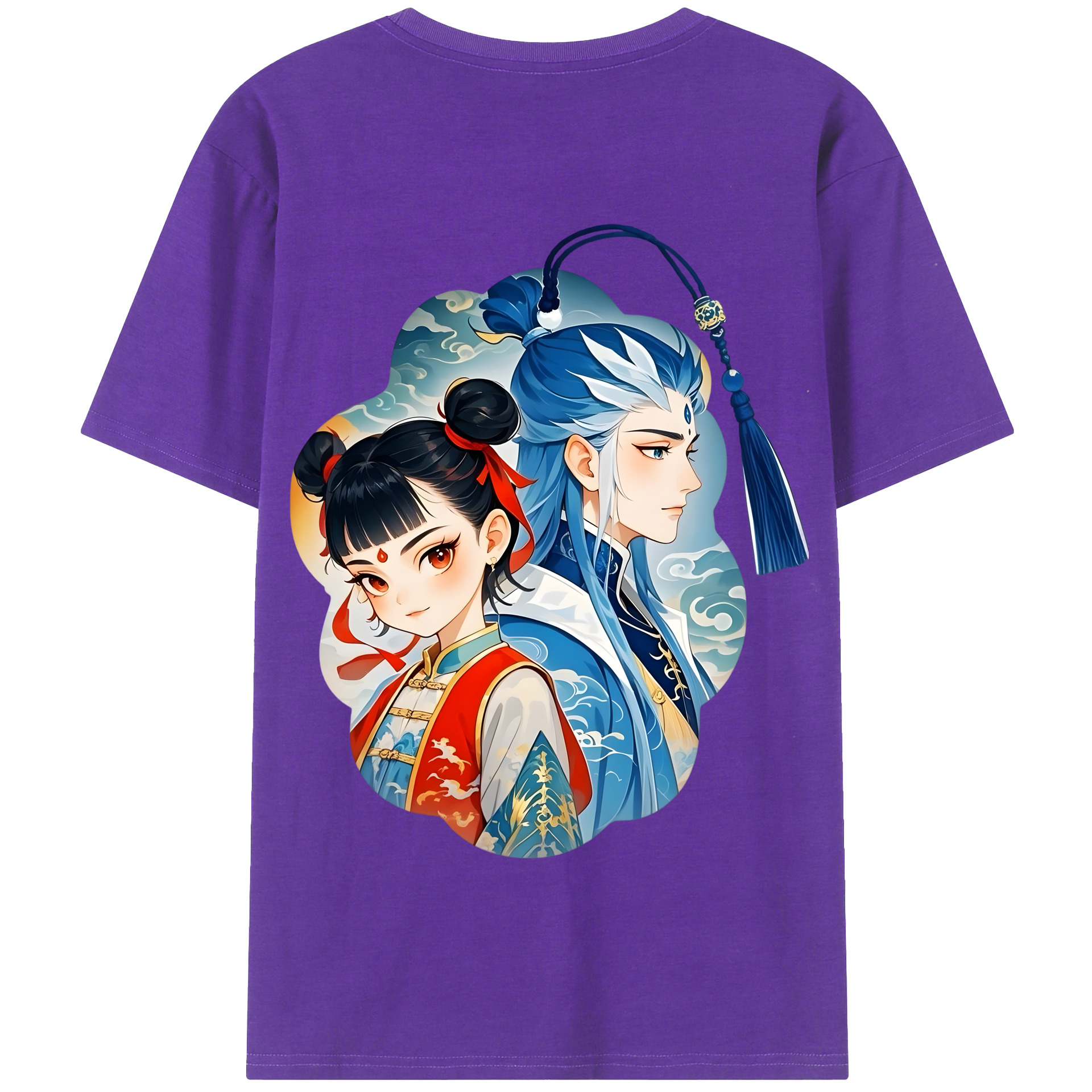 （画像用） Ne Zha 2 ナタ 魔童の大暴れ 綿100％半袖Tシャツ（背面プリント）