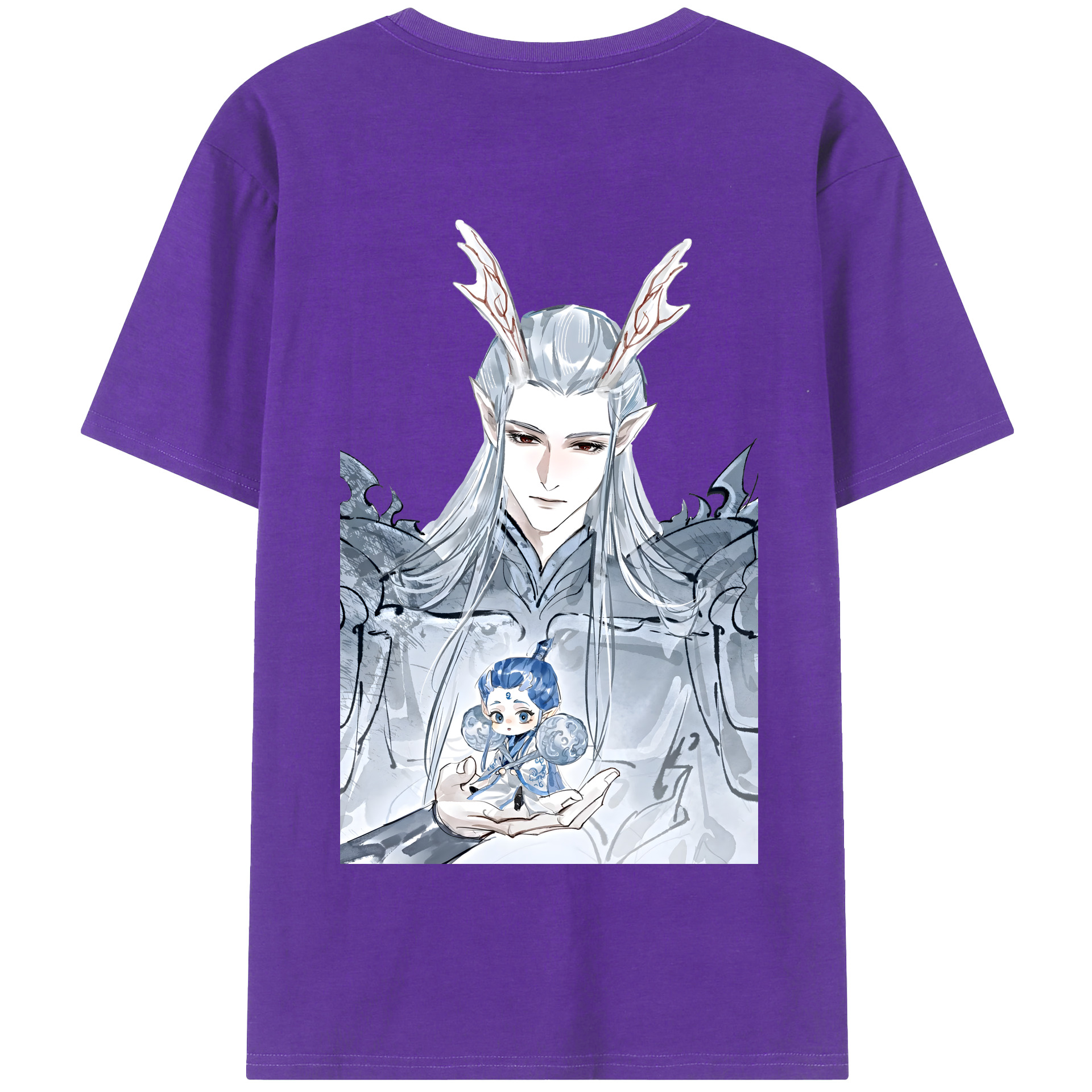 （画像用） Ne Zha 2 ナタ 魔童の大暴れ 綿100％半袖Tシャツ（背面プリント）