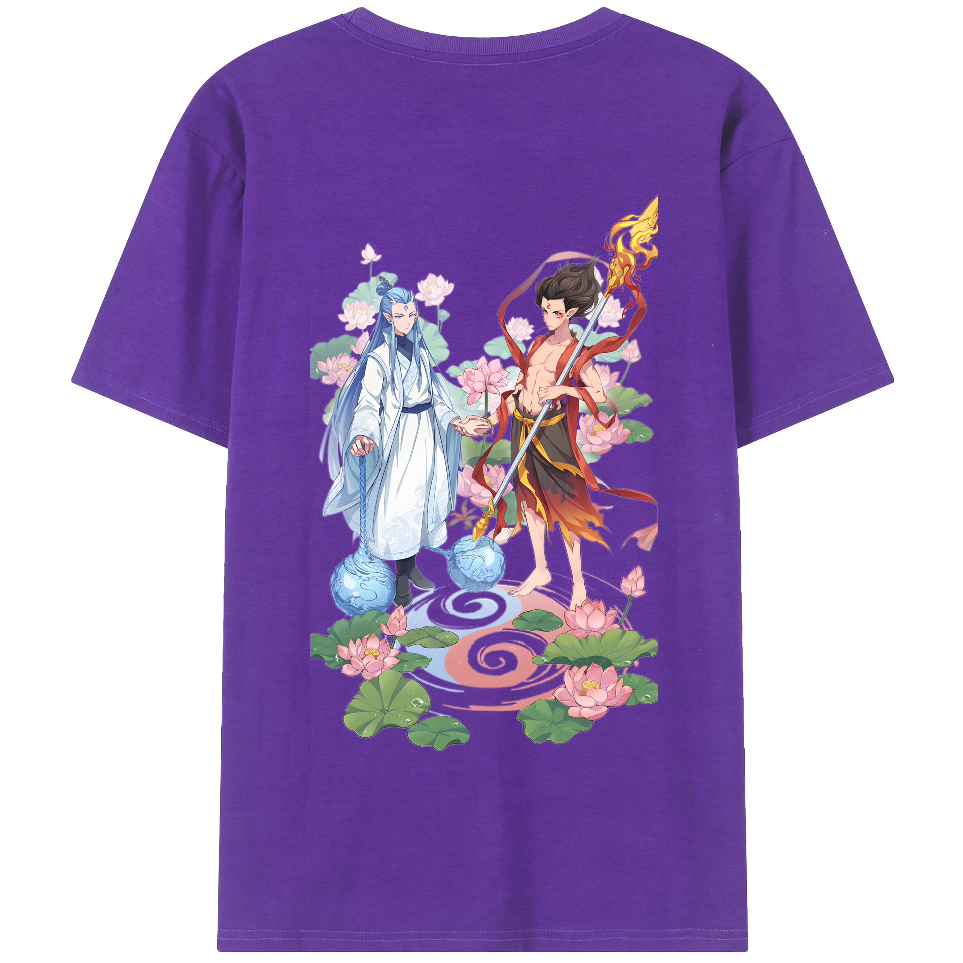 （画像用） Ne Zha 2 ナタ 魔童の大暴れ 綿100％半袖Tシャツ（背面プリント）