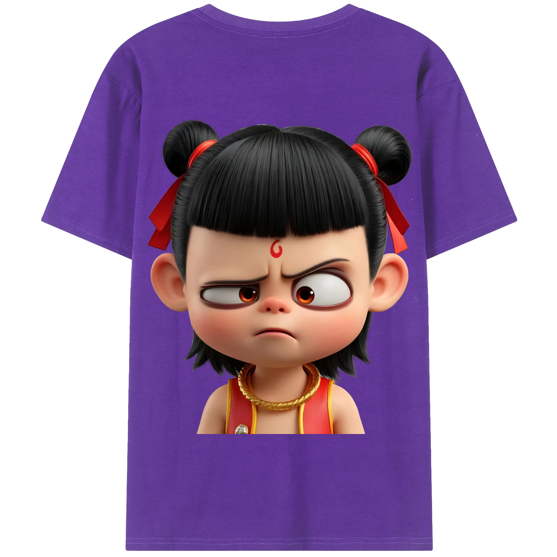 （画像用） Ne Zha 2 ナタ 魔童の大暴れ 綿100％半袖Tシャツ（背面プリント）