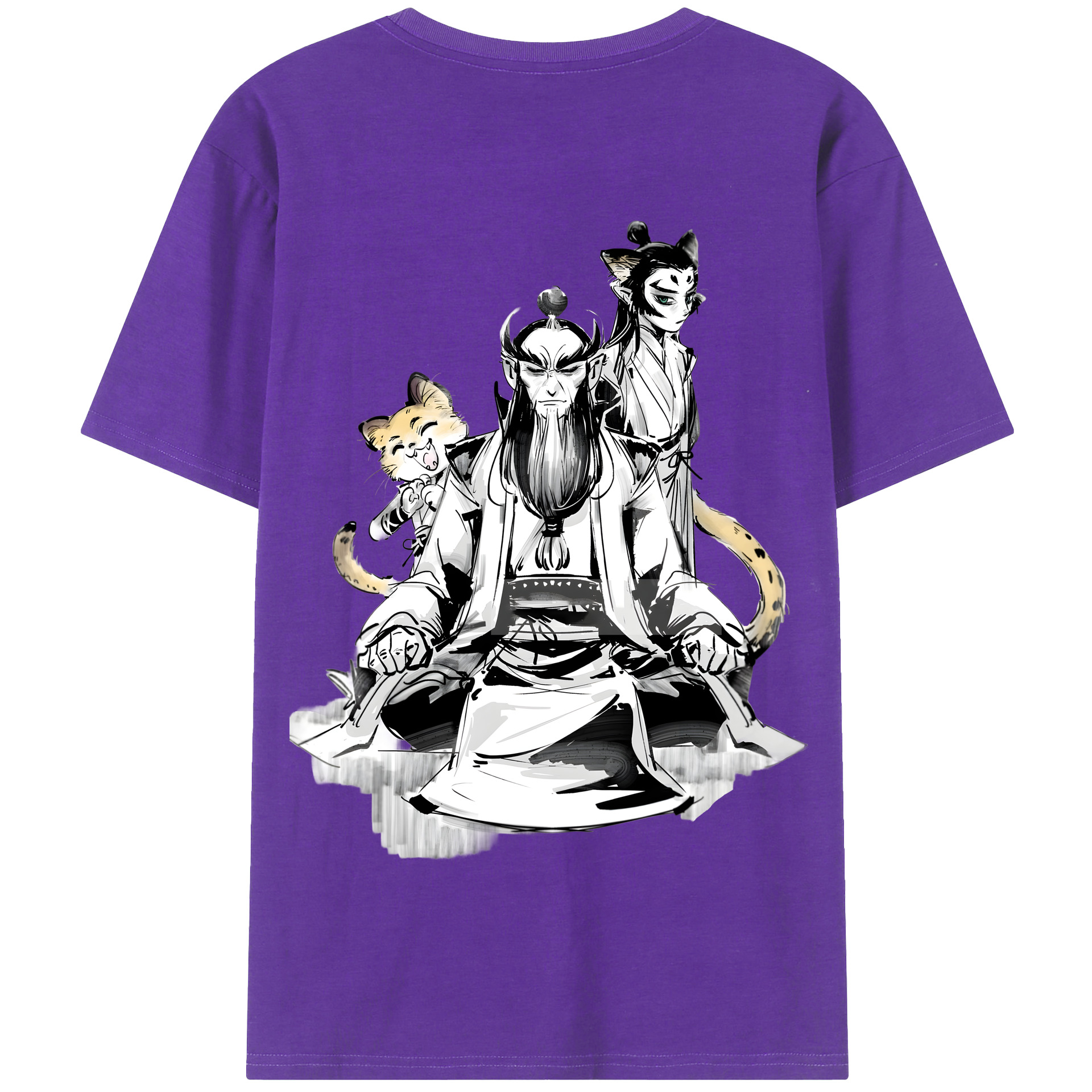 （画像用） Ne Zha 2 ナタ 魔童の大暴れ 綿100％半袖Tシャツ（背面プリント）