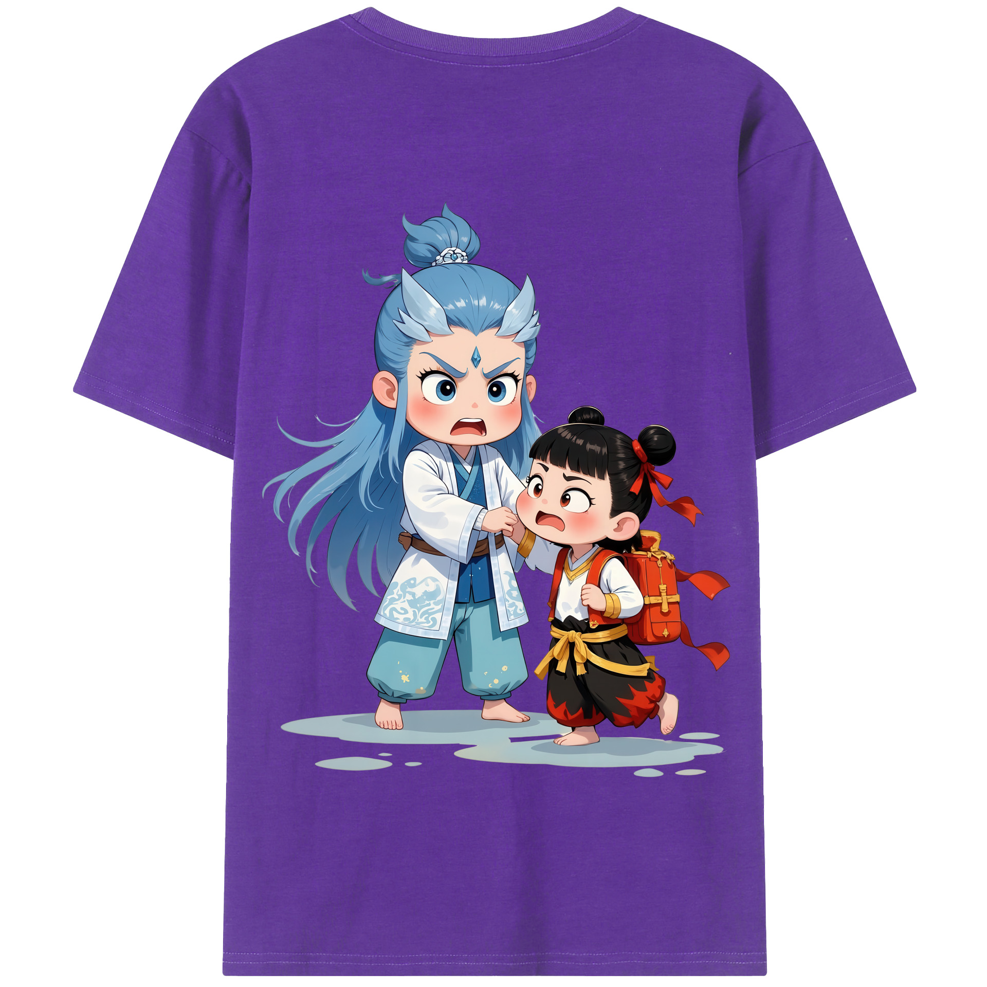 （画像用） Ne Zha 2 ナタ 魔童の大暴れ 綿100％半袖Tシャツ（背面プリント）