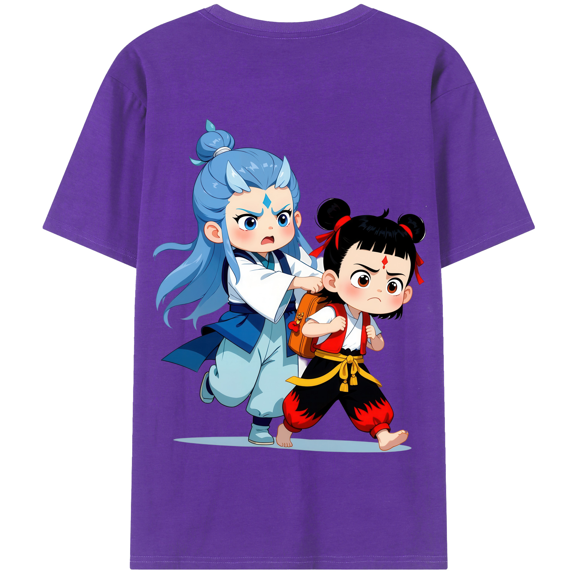 （画像用） Ne Zha 2 ナタ 魔童の大暴れ 綿100％半袖Tシャツ（背面プリント）