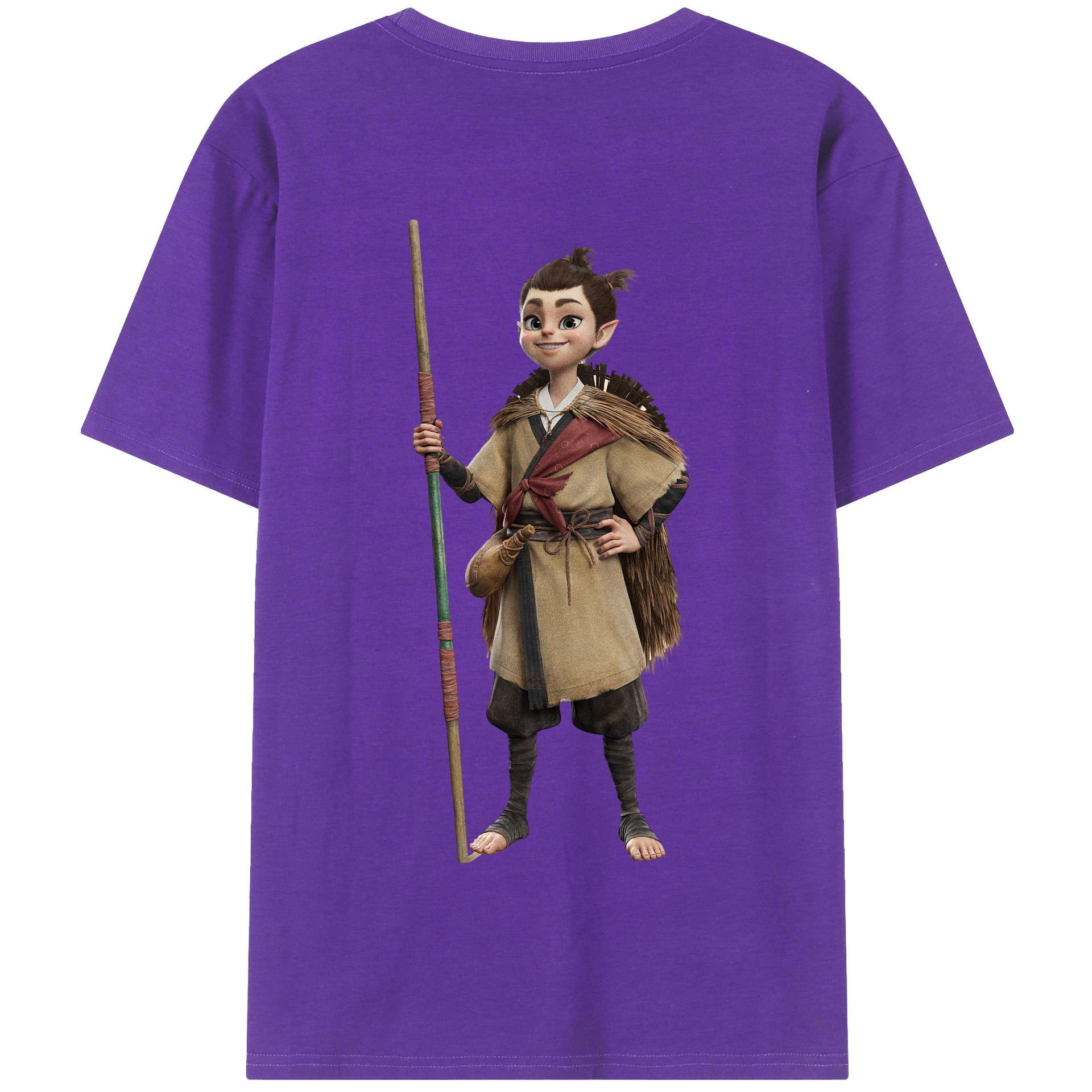 （画像用） Ne Zha 2 ナタ 魔童の大暴れ 綿100％半袖Tシャツ（背面プリント）