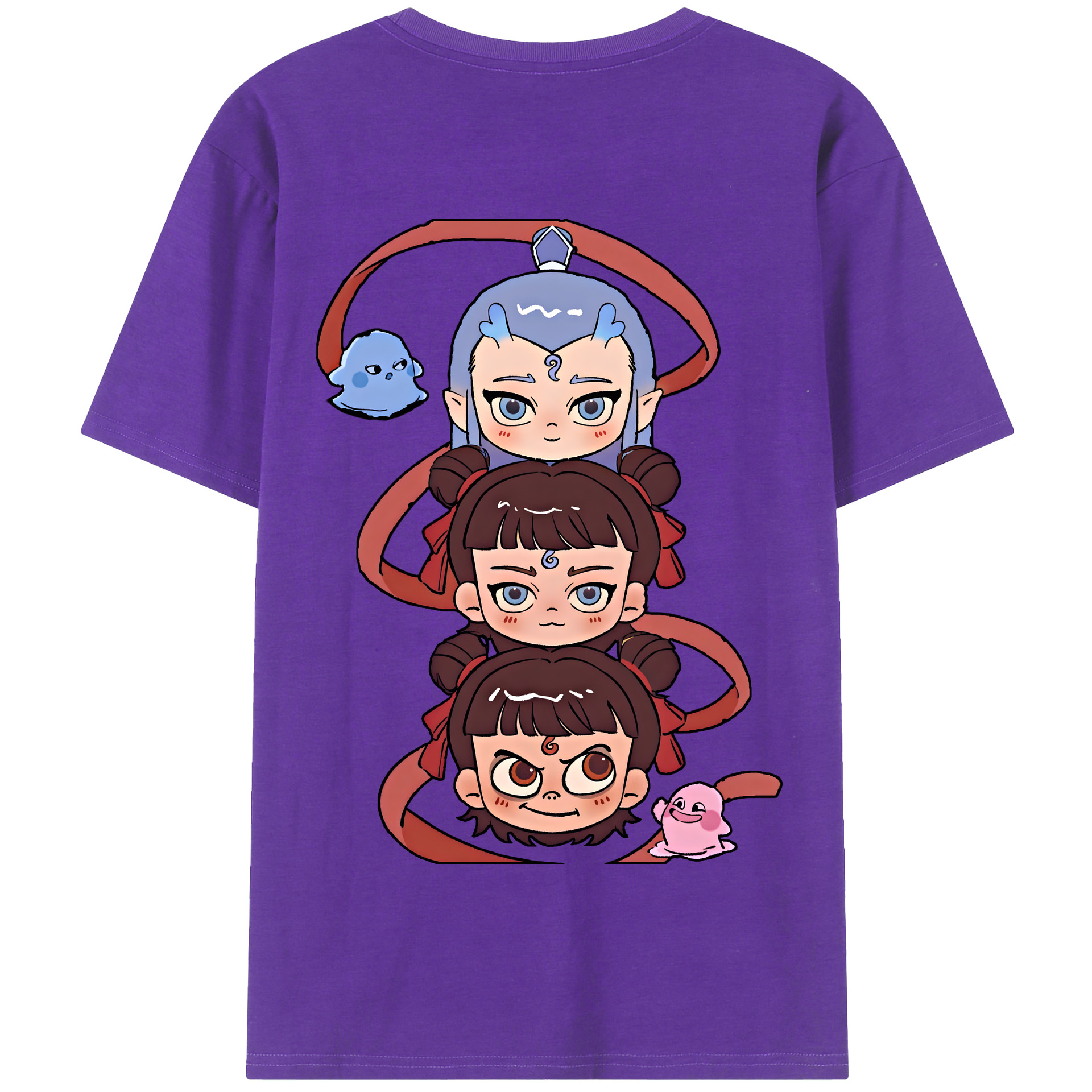 （画像用） Ne Zha 2 ナタ 魔童の大暴れ 綿100％半袖Tシャツ（背面プリント）