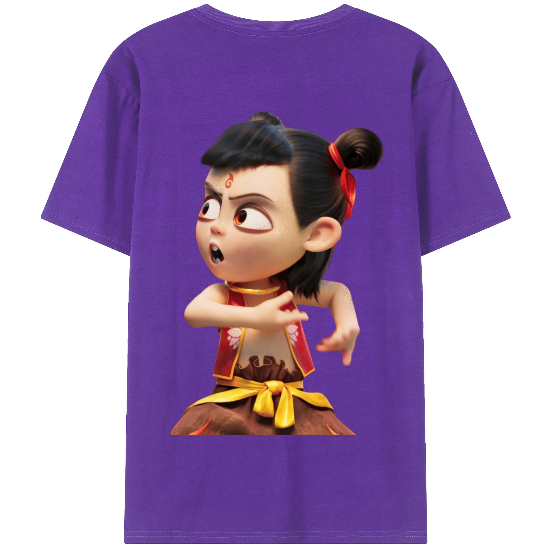 （画像用） Ne Zha 2 ナタ 魔童の大暴れ 綿100％半袖Tシャツ（背面プリント）