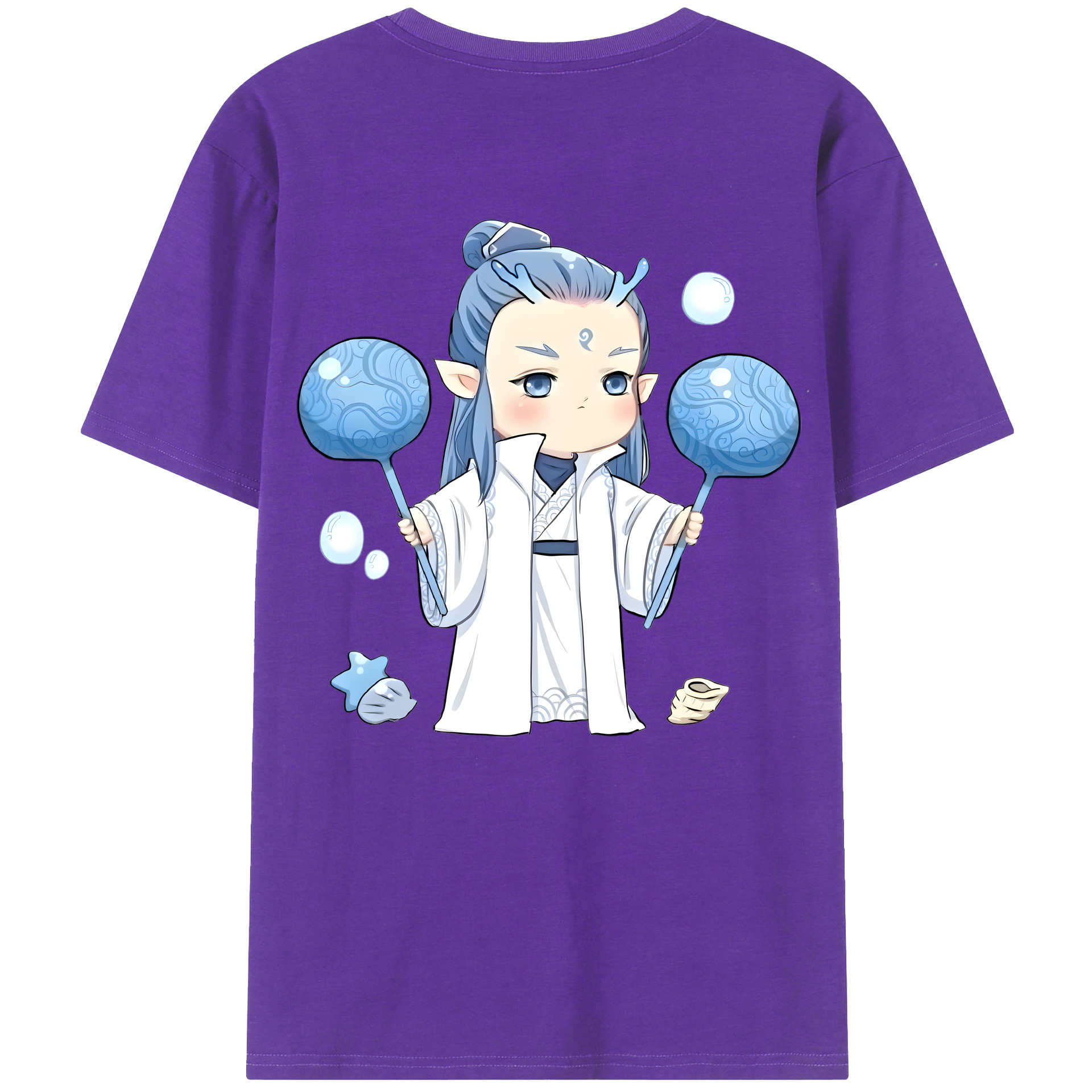 （画像用） Ne Zha 2 ナタ 魔童の大暴れ 綿100％半袖Tシャツ（背面プリント）
