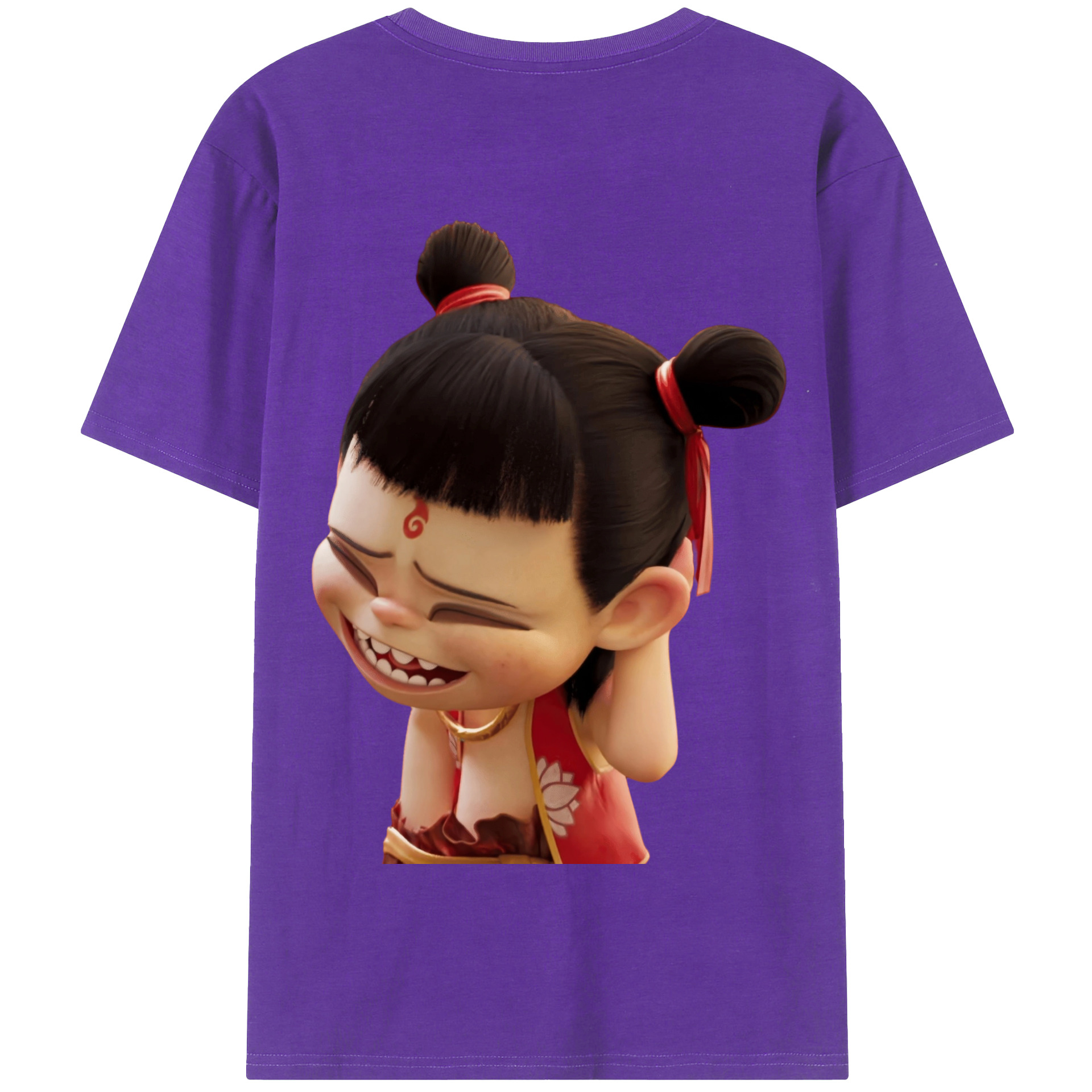 （画像用） Ne Zha 2 ナタ 魔童の大暴れ 綿100％半袖Tシャツ（背面プリント）