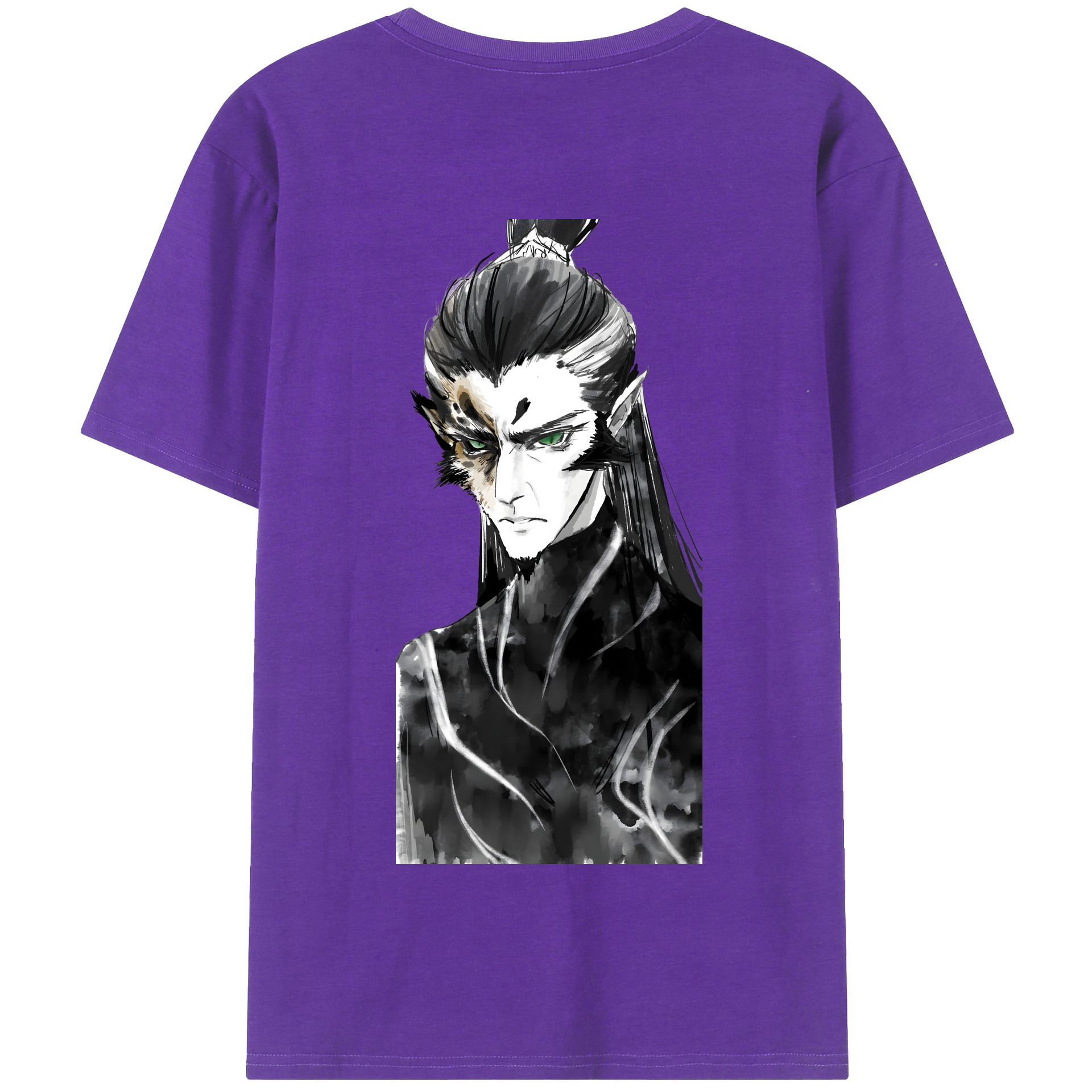 （画像用） Ne Zha 2 ナタ 魔童の大暴れ 綿100％半袖Tシャツ（背面プリント）