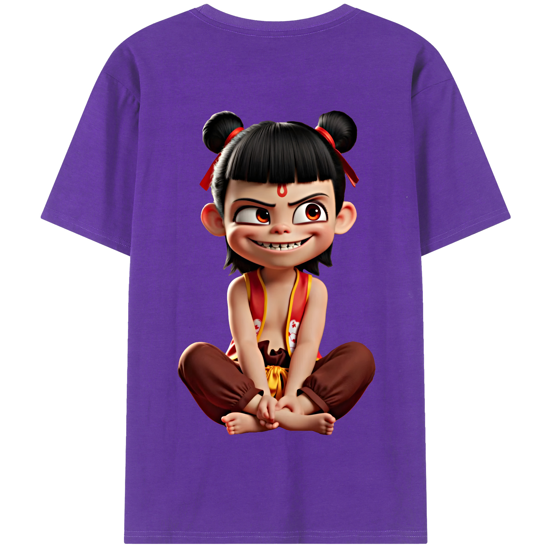 （画像用） Ne Zha 2 ナタ 魔童の大暴れ 綿100％半袖Tシャツ（背面プリント）