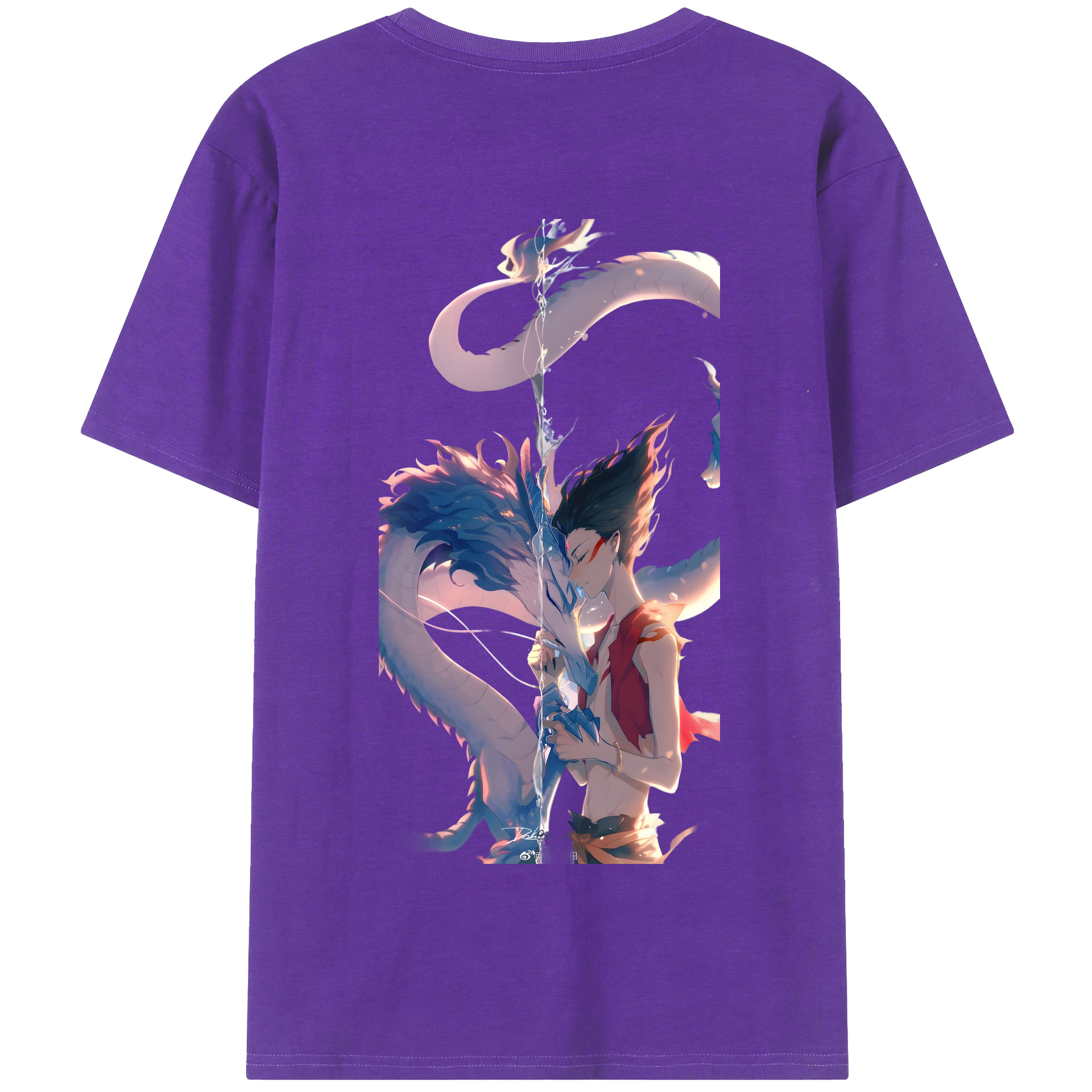（画像用） Ne Zha 2 ナタ 魔童の大暴れ 綿100％半袖Tシャツ（背面プリント）