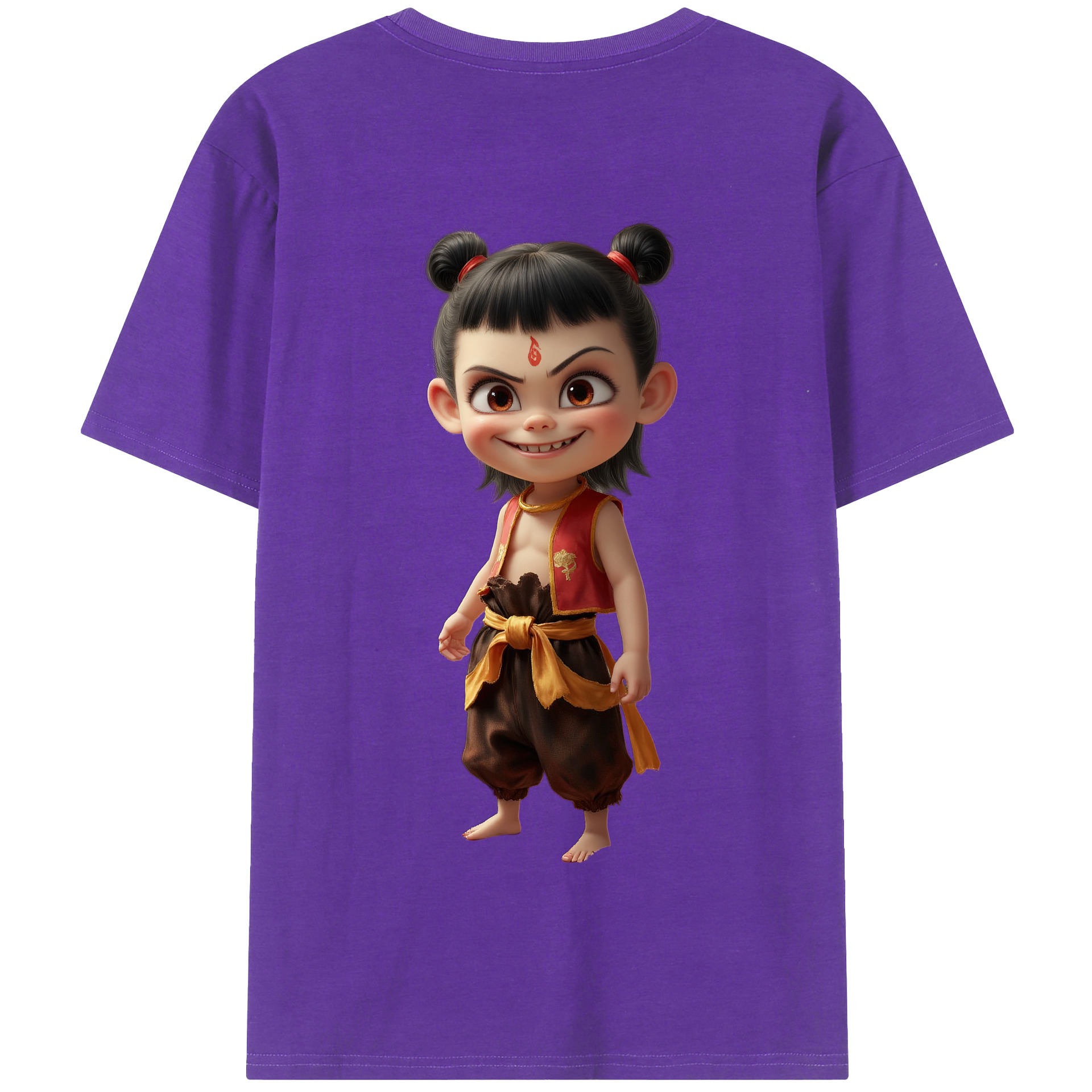 （画像用） Ne Zha 2 ナタ 魔童の大暴れ 綿100％半袖Tシャツ（背面プリント）