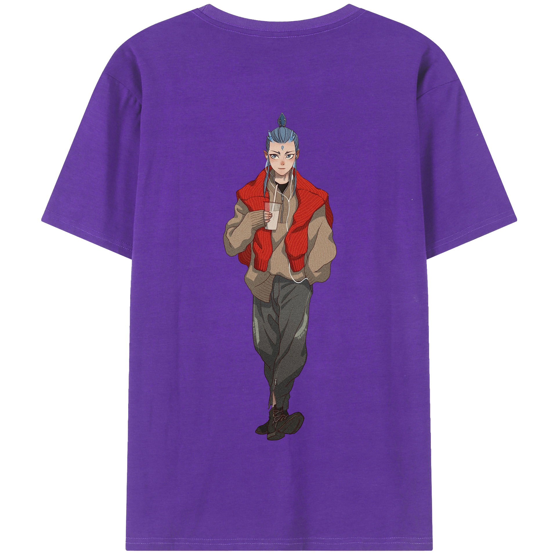 （画像用） Ne Zha 2 ナタ 魔童の大暴れ 綿100％半袖Tシャツ（背面プリント）