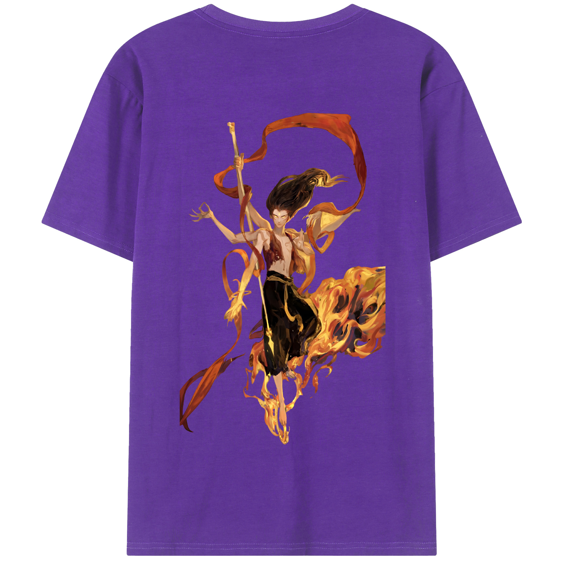 （画像用） Ne Zha 2 ナタ 魔童の大暴れ 綿100％半袖Tシャツ（背面プリント）