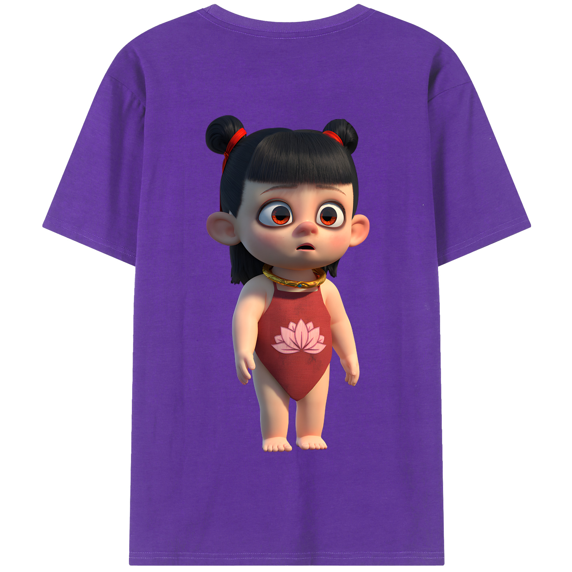 （画像用） Ne Zha 2 ナタ 魔童の大暴れ 綿100％半袖Tシャツ（背面プリント）
