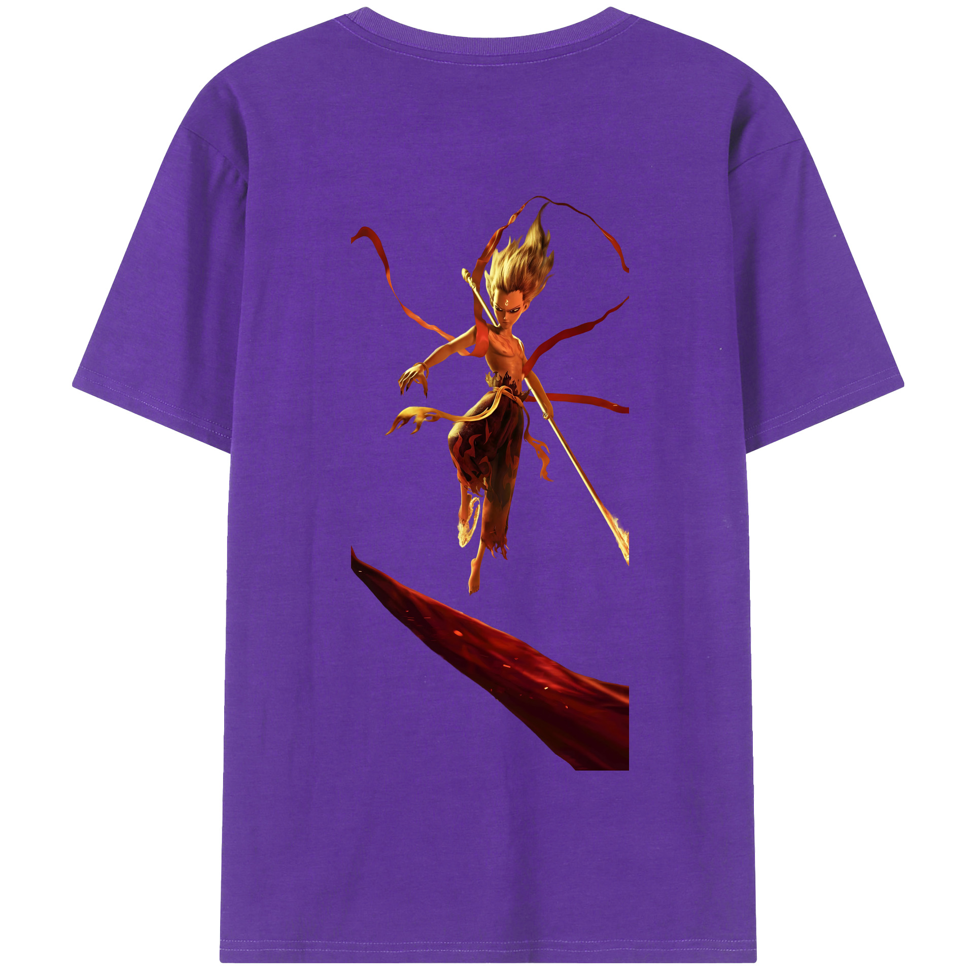 （画像用） Ne Zha 2 ナタ 魔童の大暴れ 綿100％半袖Tシャツ（背面プリント）