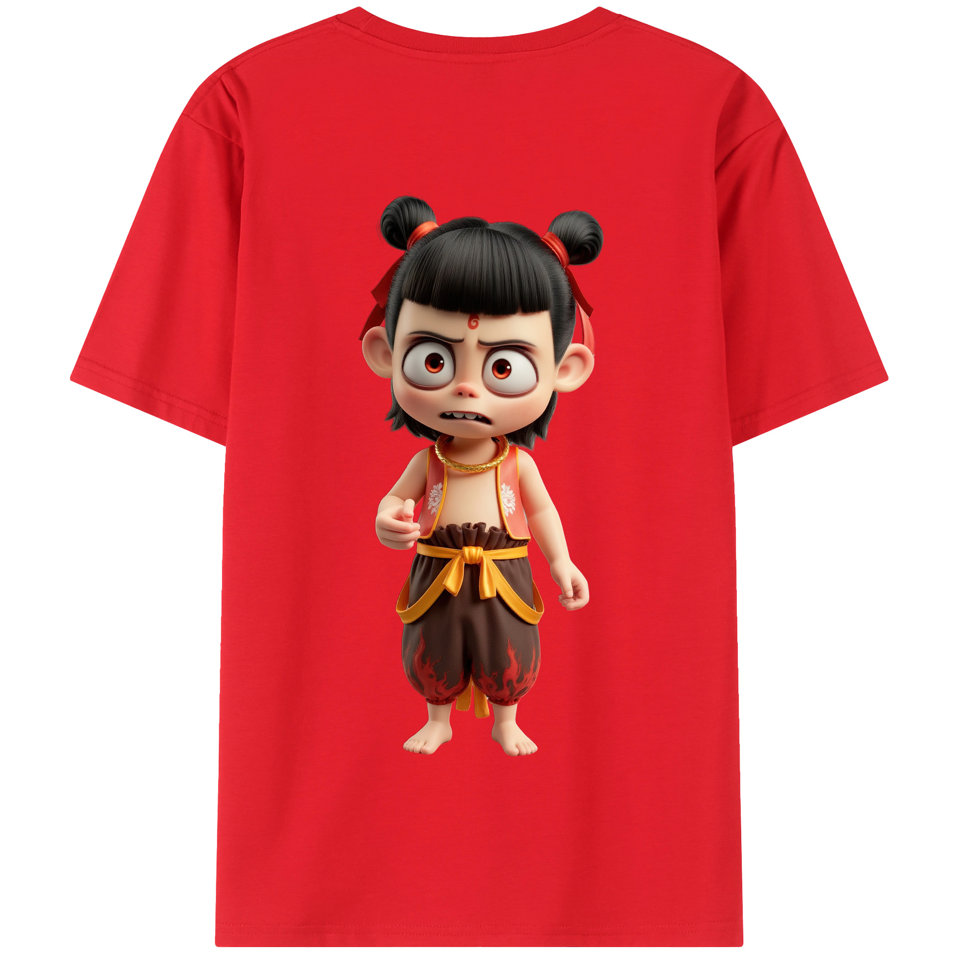 （画像用） Ne Zha 2 ナタ 魔童の大暴れ 綿100％半袖Tシャツ（背面プリント）