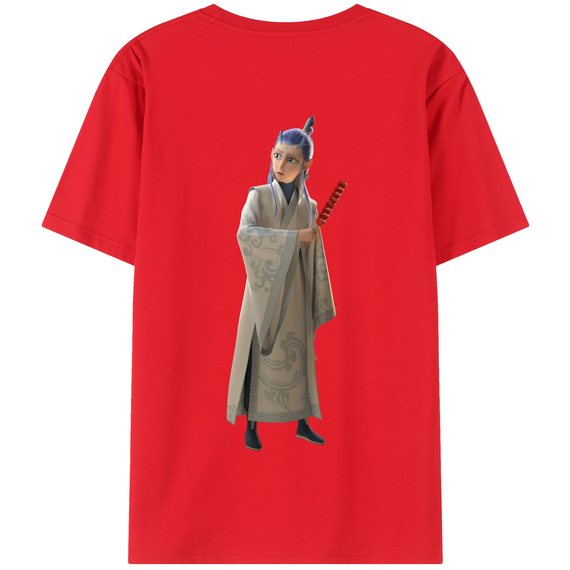 （画像用） Ne Zha 2 ナタ 魔童の大暴れ 綿100％半袖Tシャツ（背面プリント）