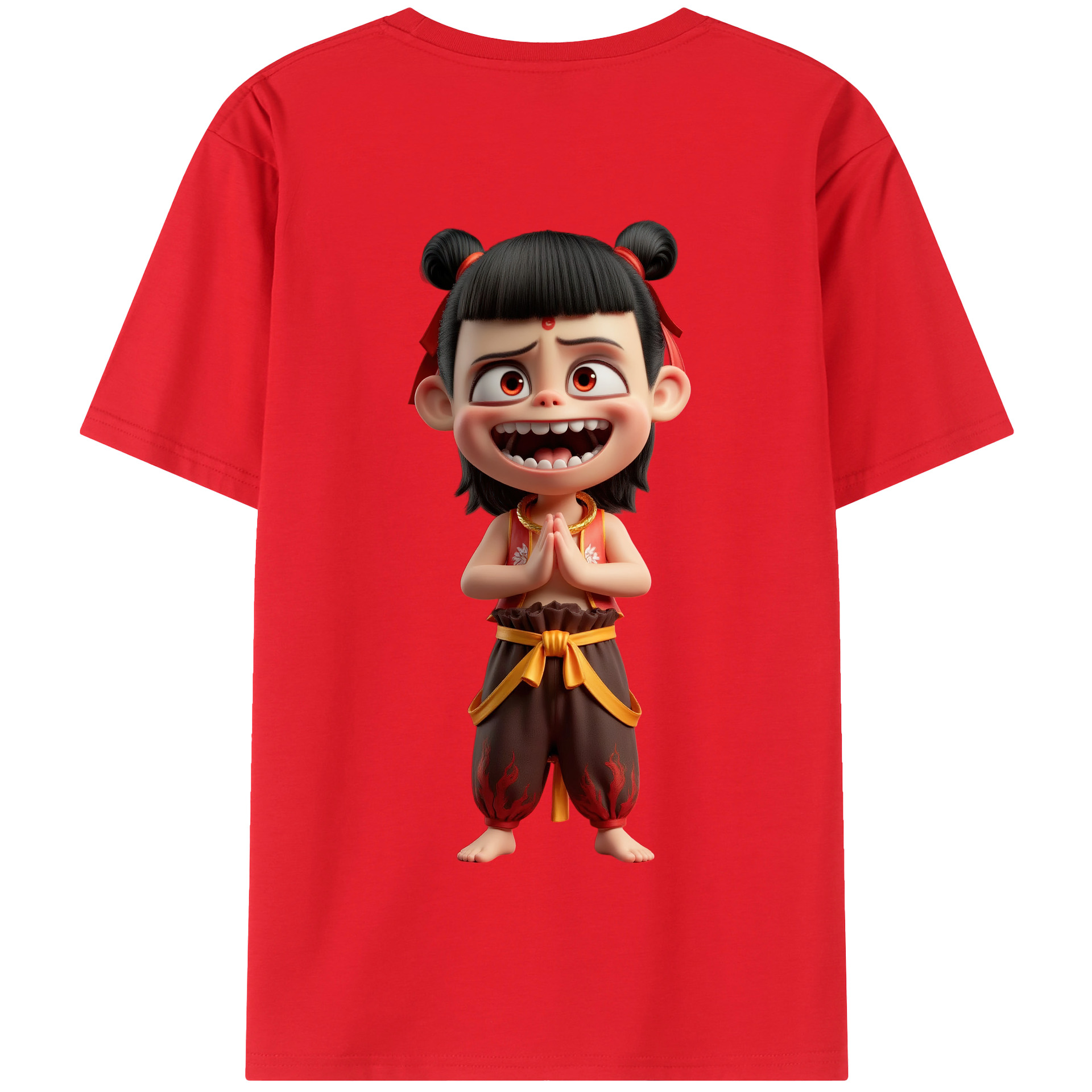 （画像用） Ne Zha 2 ナタ 魔童の大暴れ 綿100％半袖Tシャツ（背面プリント）