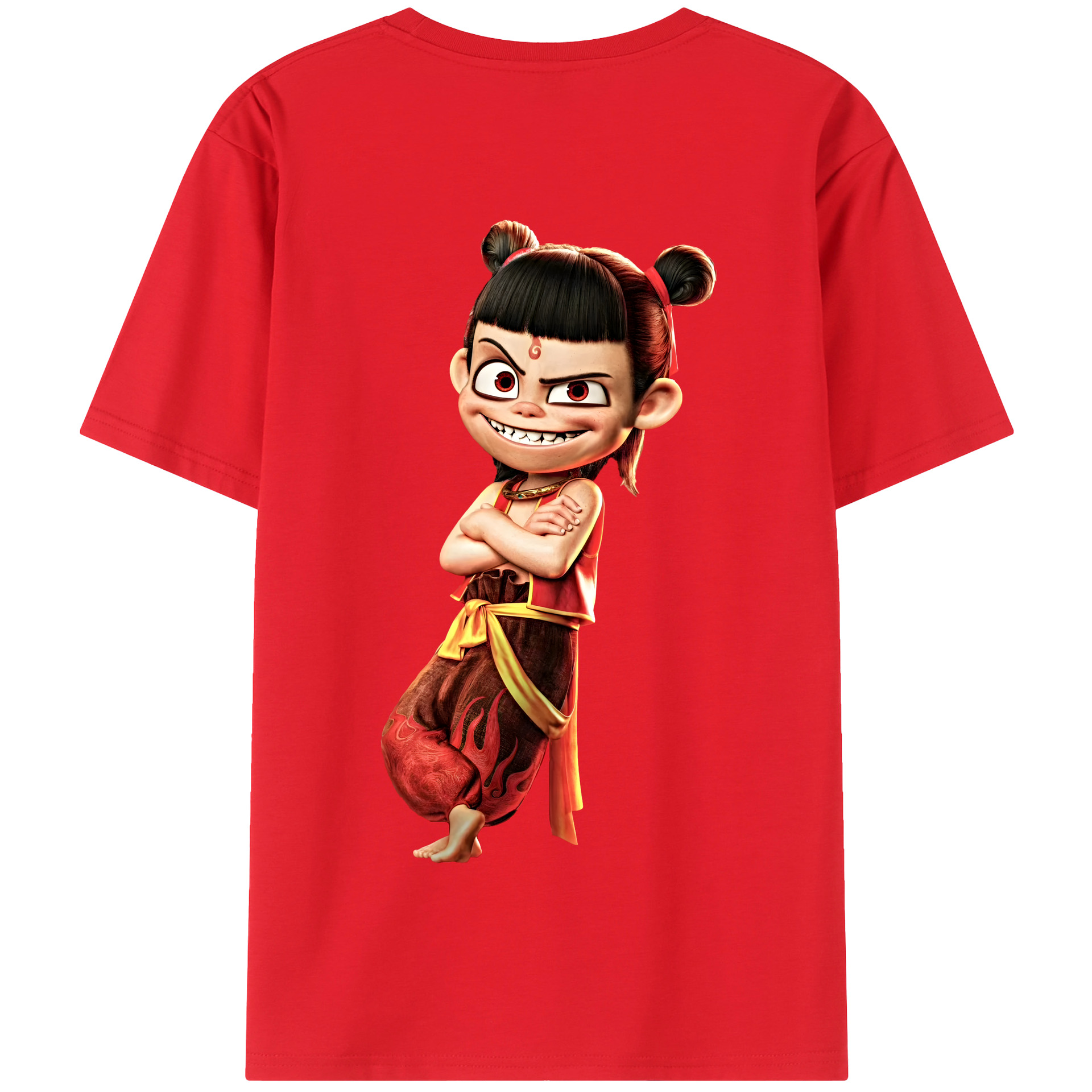（画像用） Ne Zha 2 ナタ 魔童の大暴れ 綿100％半袖Tシャツ（背面プリント）