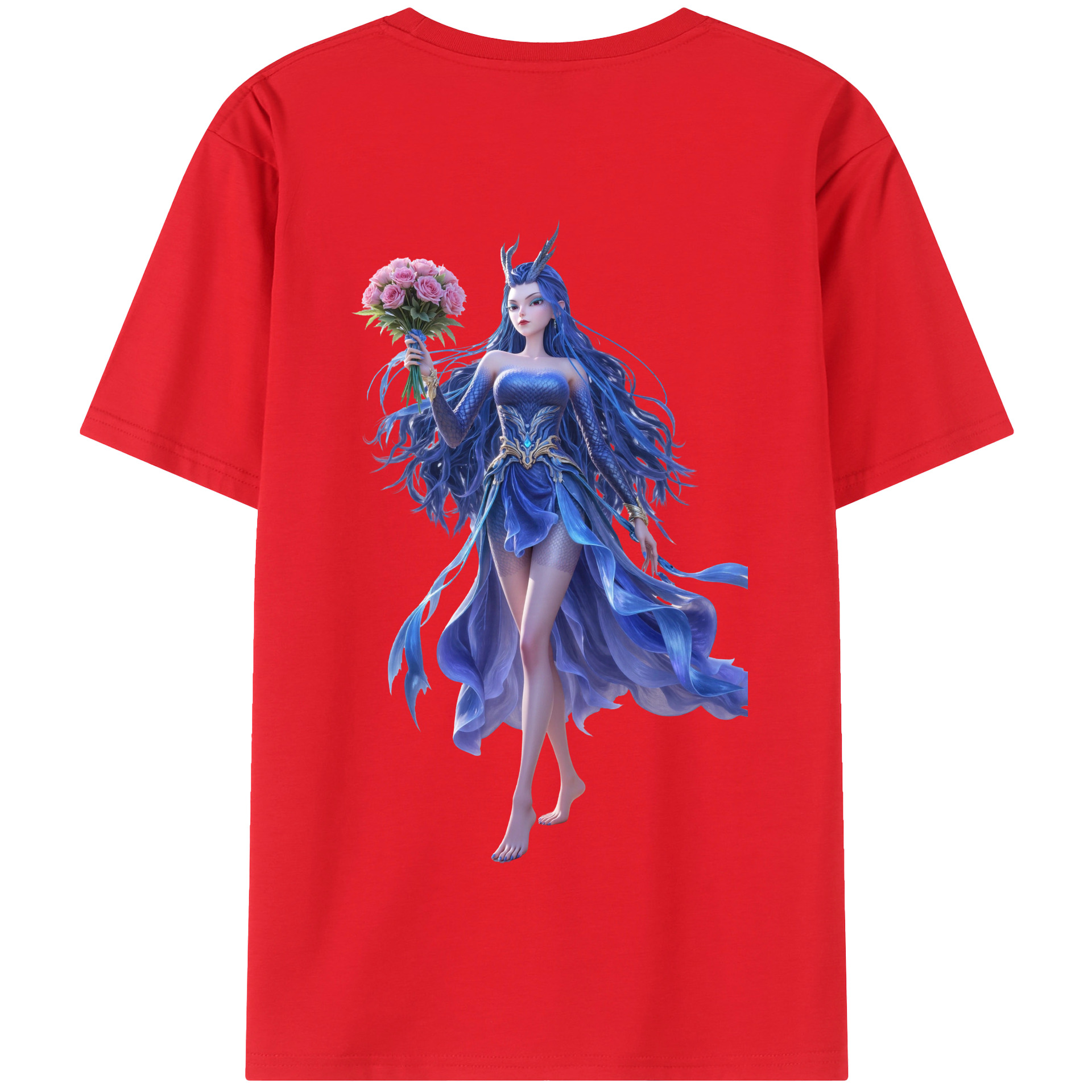 （画像用） Ne Zha 2 ナタ 魔童の大暴れ 綿100％半袖Tシャツ（背面プリント）