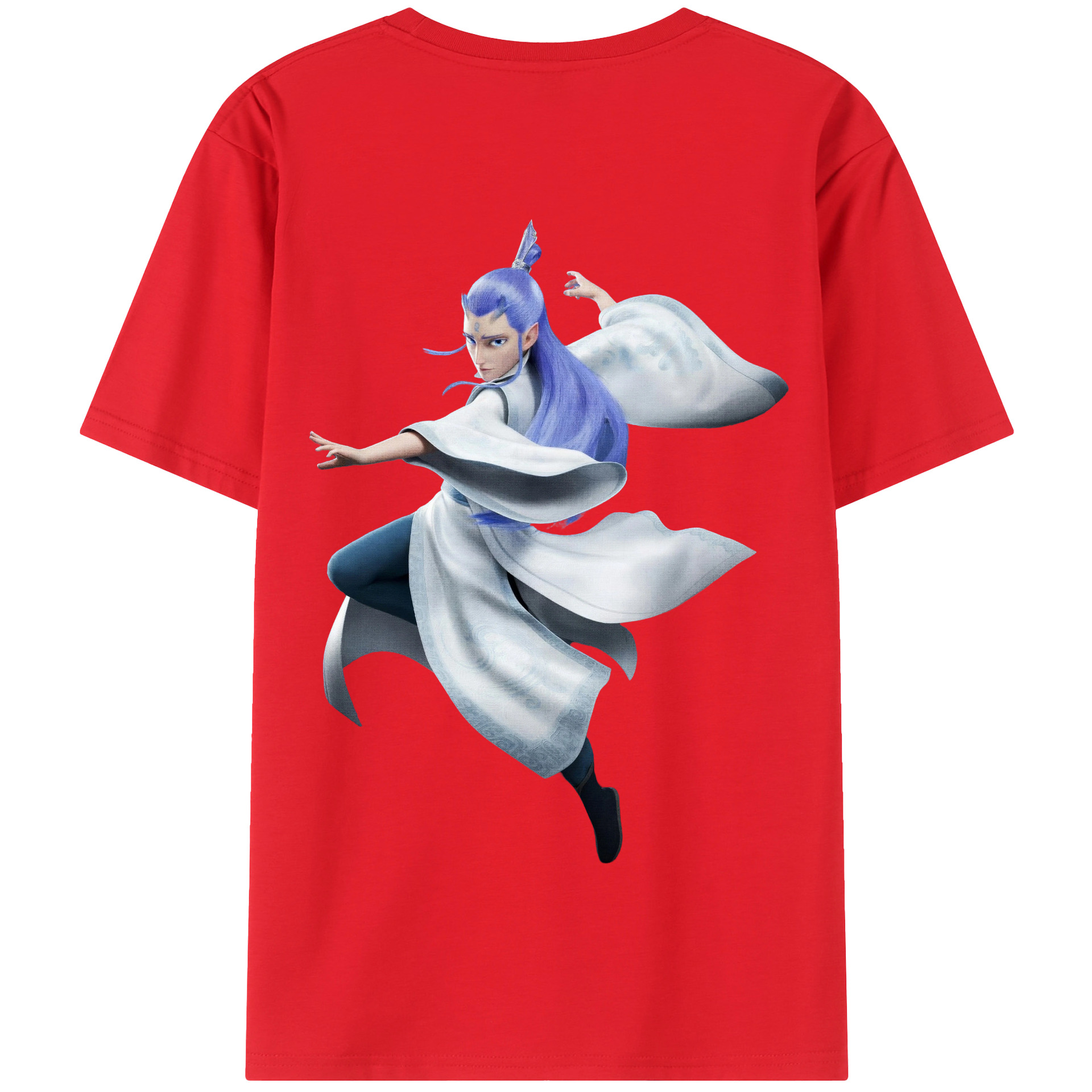 （画像用） Ne Zha 2 ナタ 魔童の大暴れ 綿100％半袖Tシャツ（背面プリント）