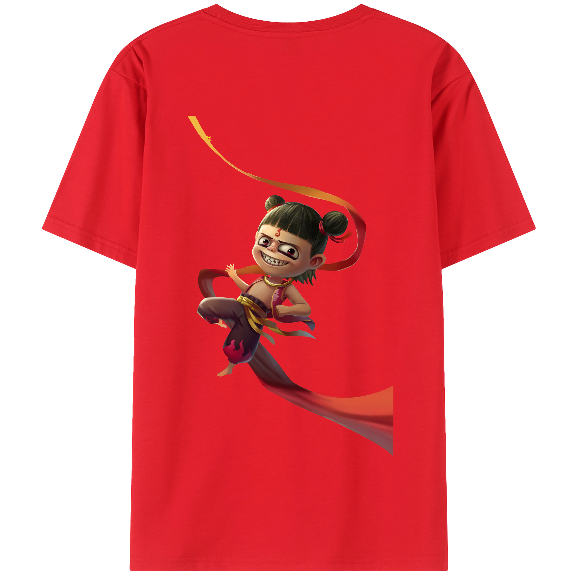 （画像用） Ne Zha 2 ナタ 魔童の大暴れ 綿100％半袖Tシャツ（背面プリント）