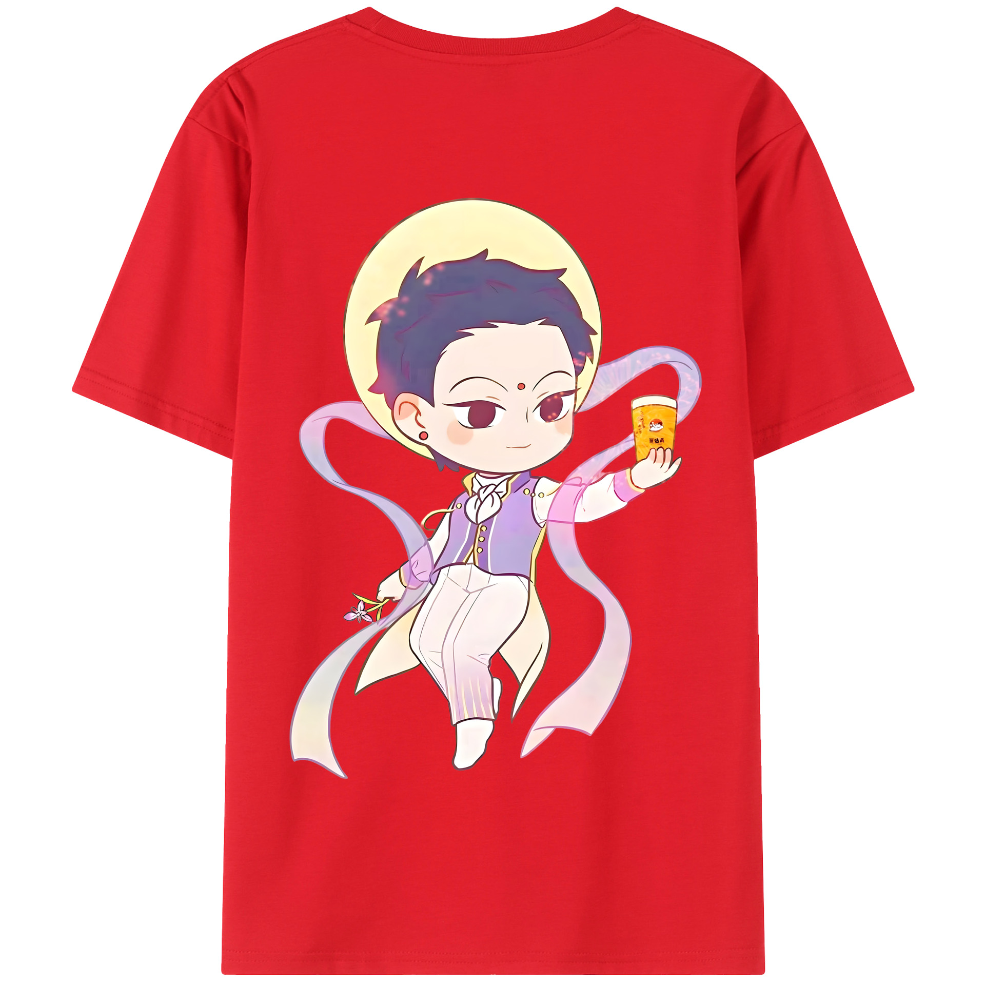 （画像用） Ne Zha 2 ナタ 魔童の大暴れ 綿100％半袖Tシャツ（背面プリント）