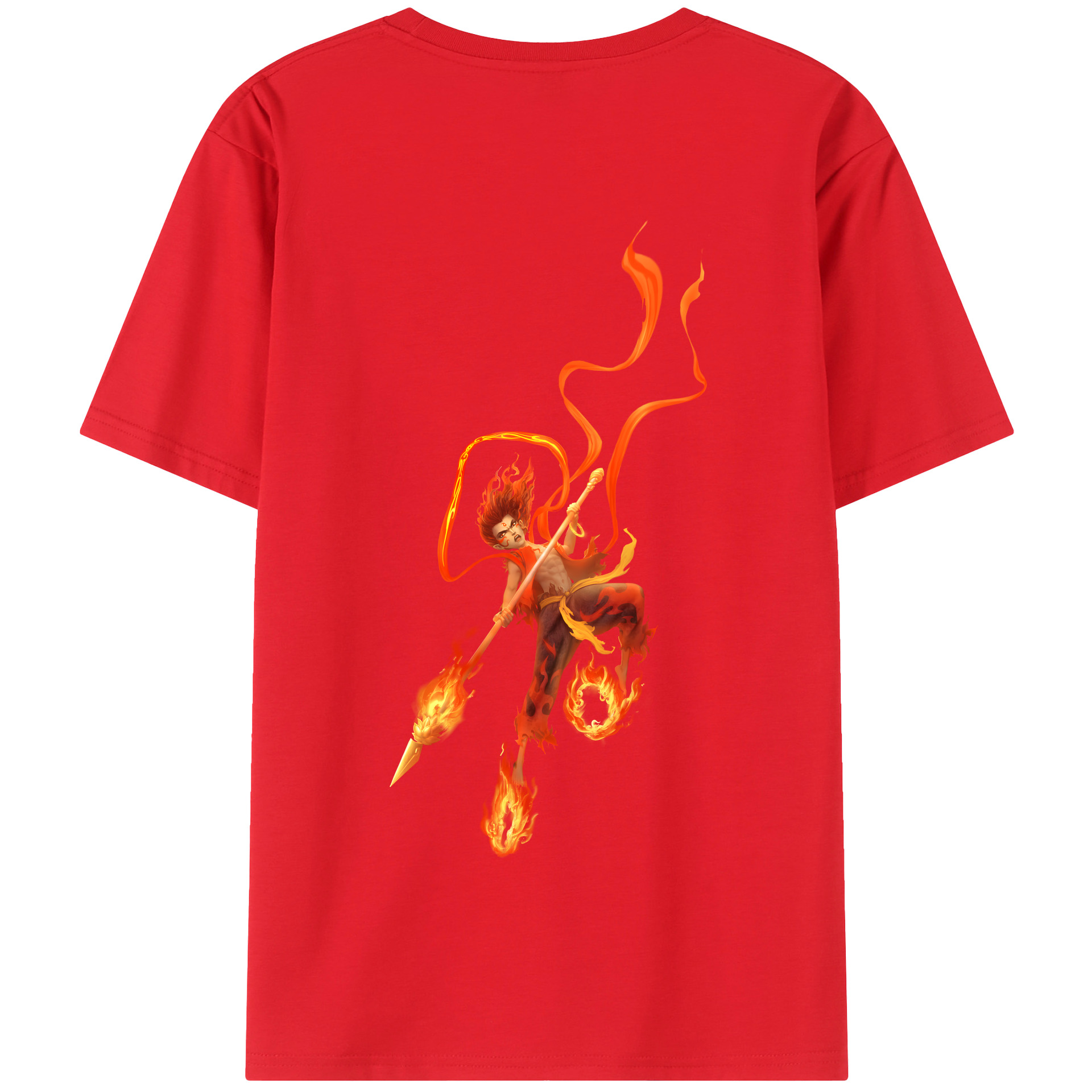 （画像用） Ne Zha 2 ナタ 魔童の大暴れ 綿100％半袖Tシャツ（背面プリント）