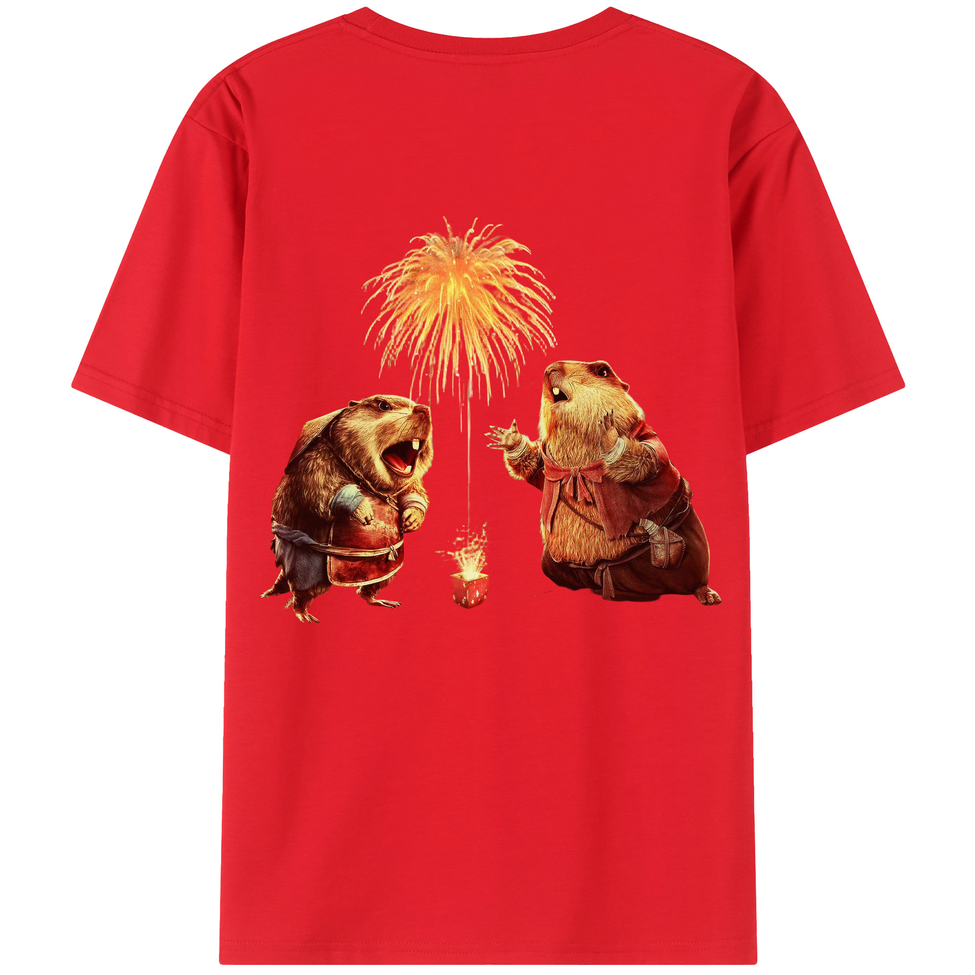 （画像用） Ne Zha 2 ナタ 魔童の大暴れ 綿100％半袖Tシャツ（背面プリント）