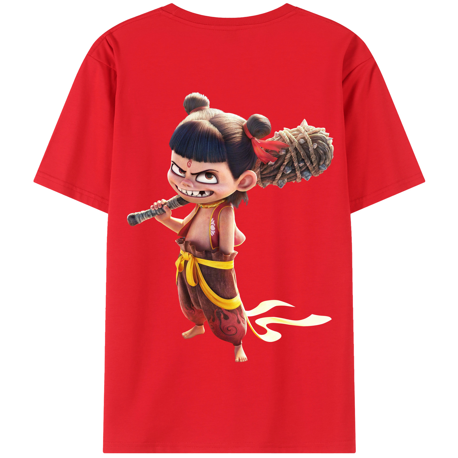 （画像用） Ne Zha 2 ナタ 魔童の大暴れ 綿100％半袖Tシャツ（背面プリント）